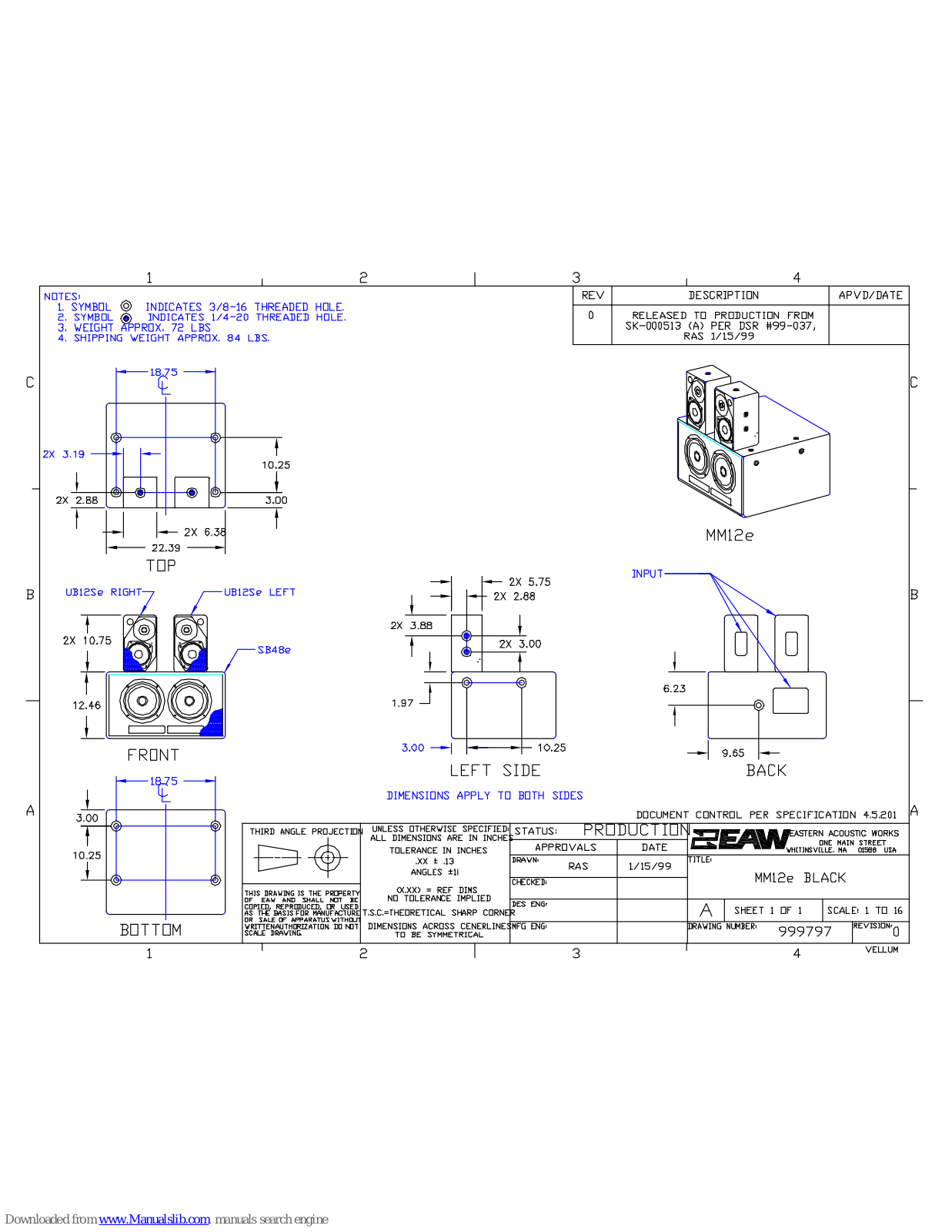 EAW MM12e Dimensions