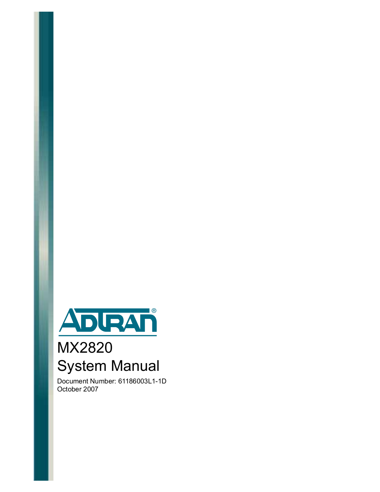 ADTRAN MX2820 System Manual