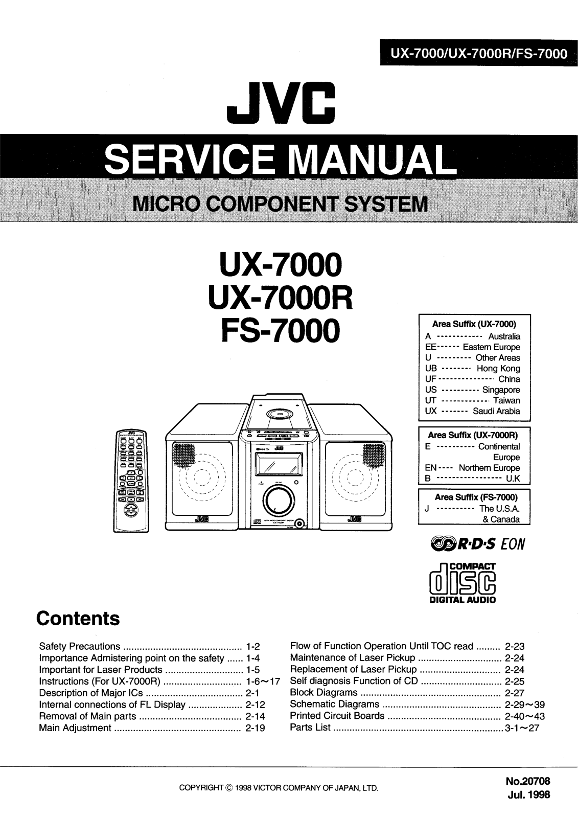 JVC UX-7000 Service manual
