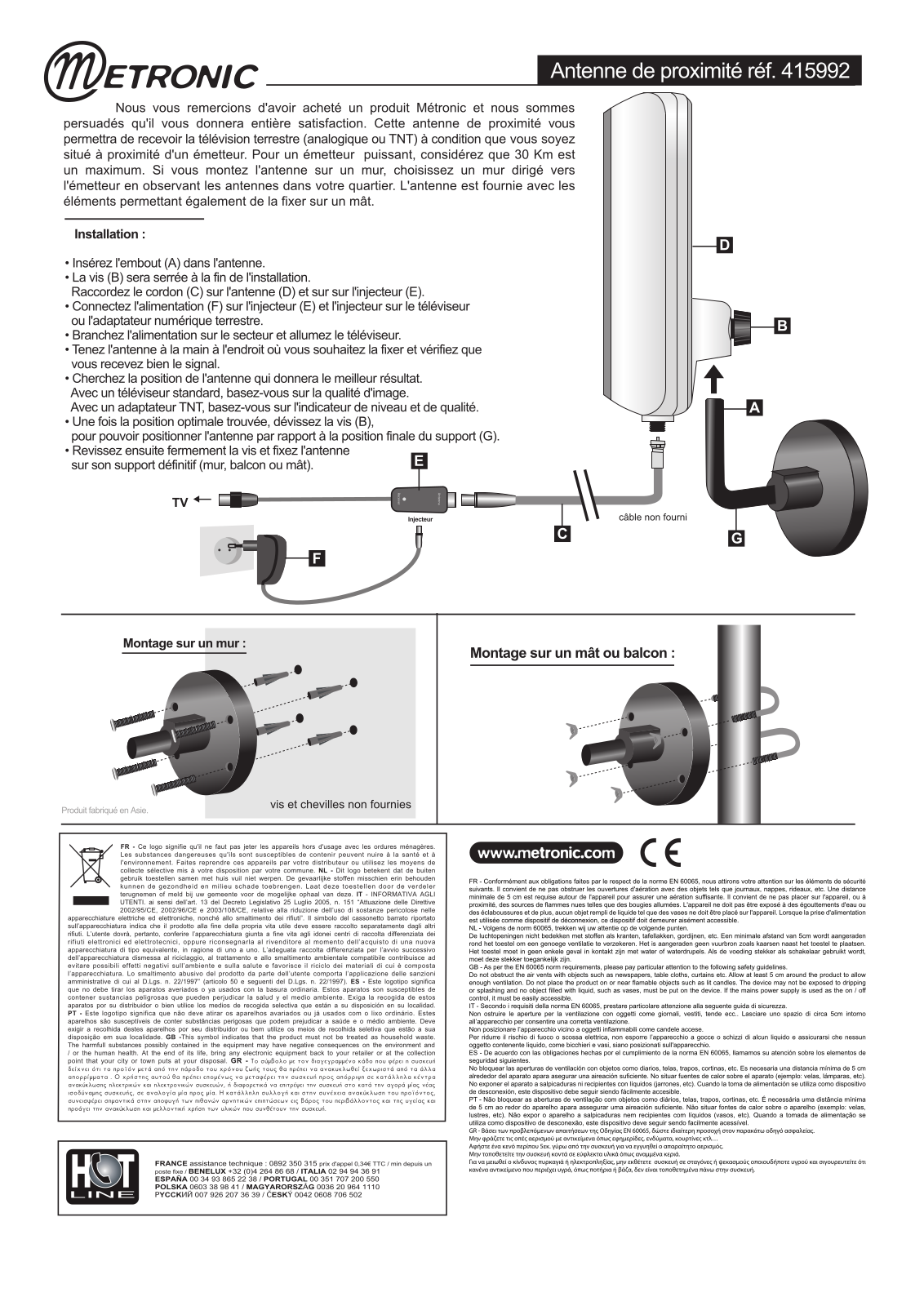 METRONIC EXTERIEURE UHF DE PROXIMITE User Manual