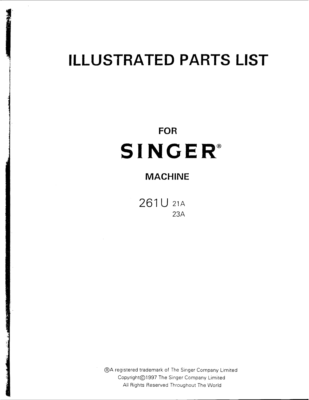 SINGER 261U21A, 261U23A Parts List