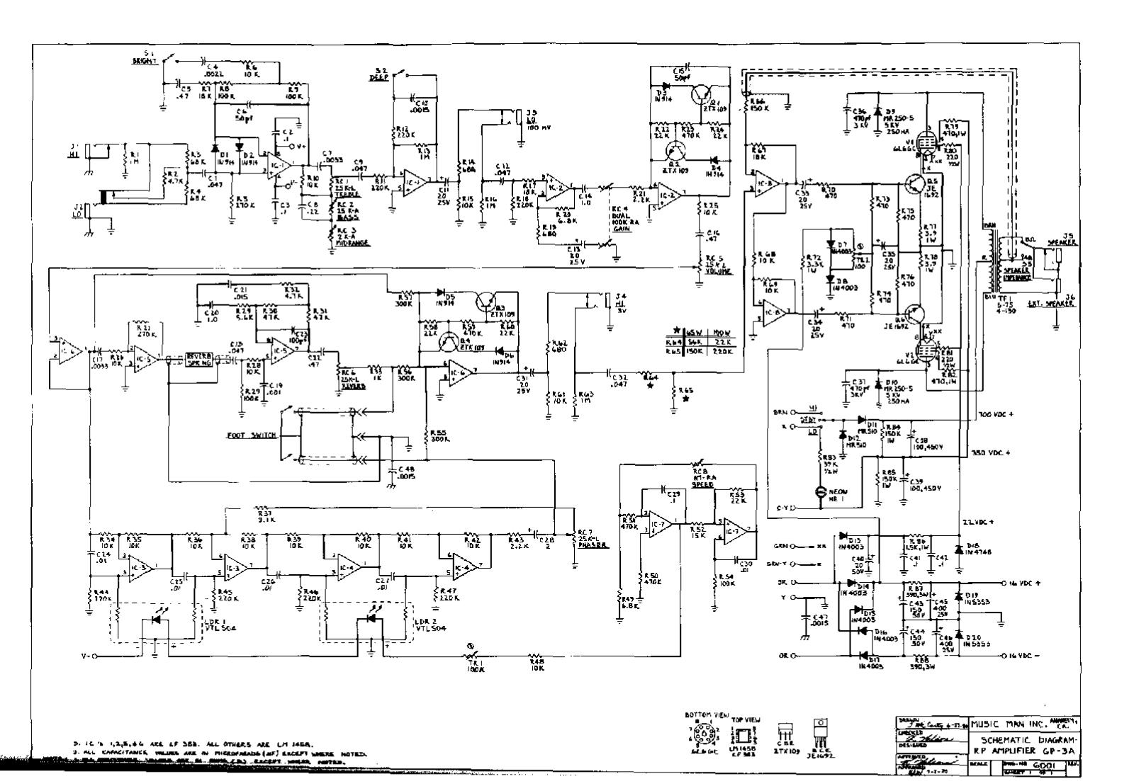 MUSIC MAN GP3A Schematic