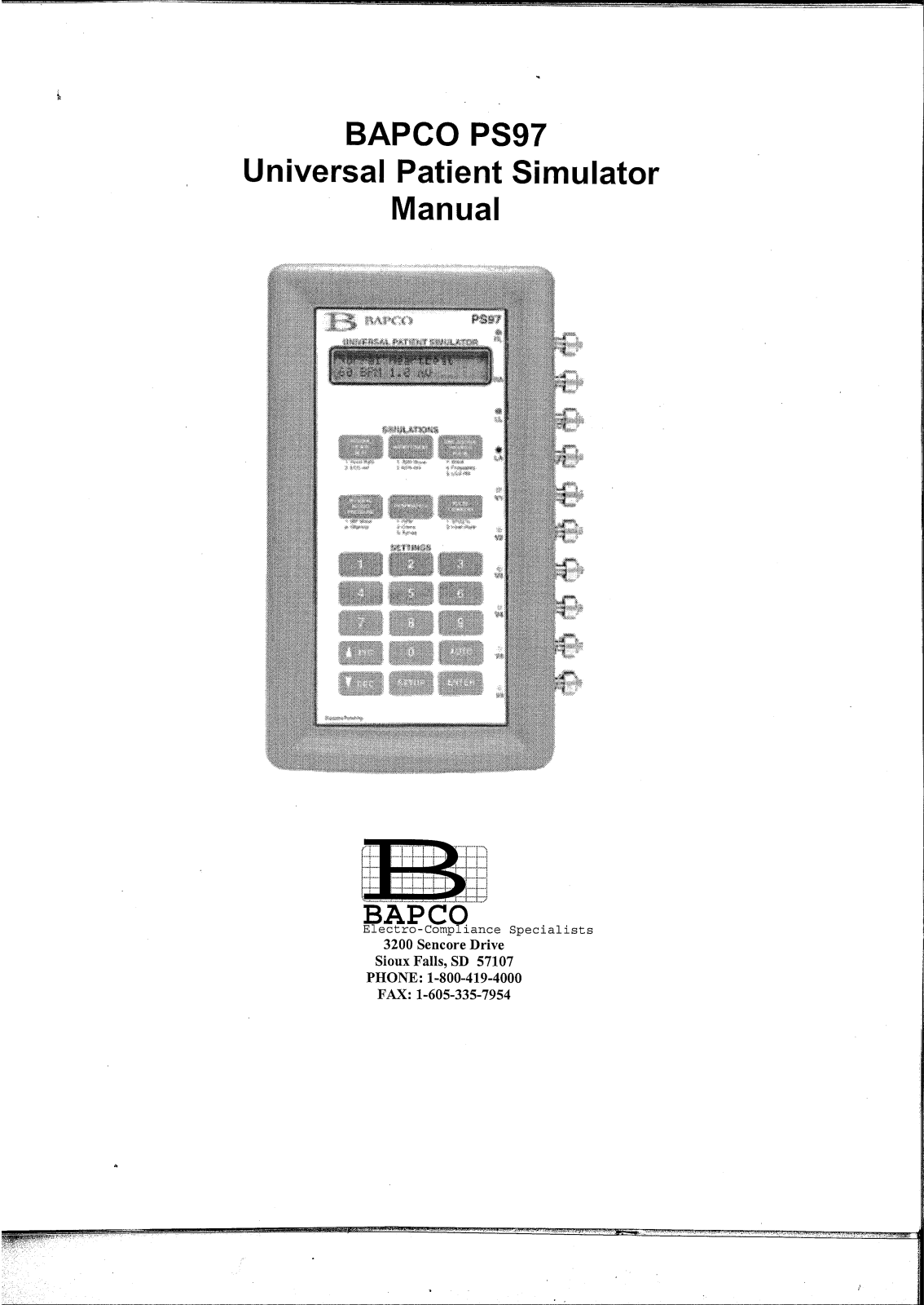 Bapco PS-97 User manual