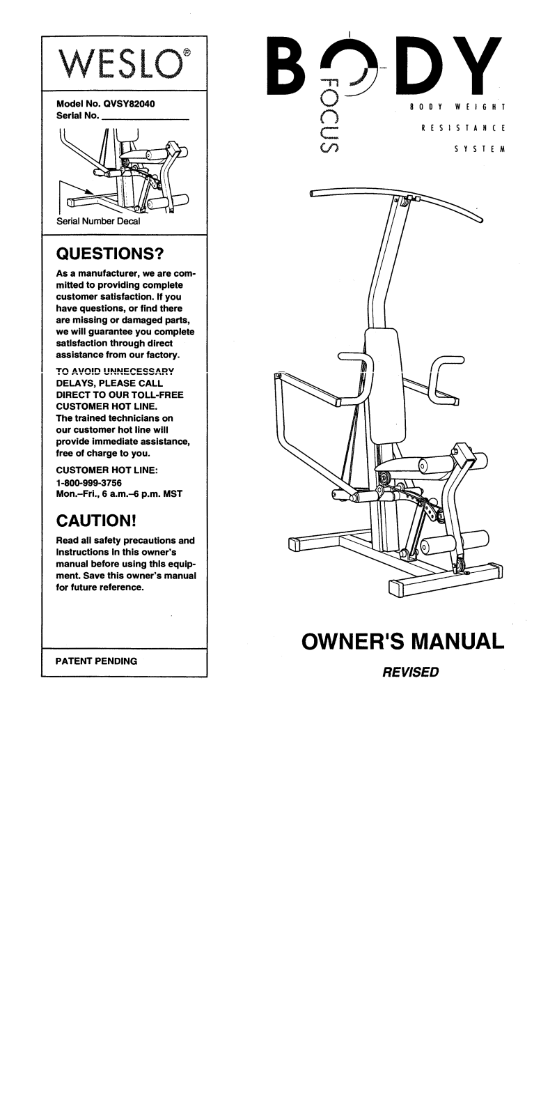 Weslo QVSY82040 Owner's Manual