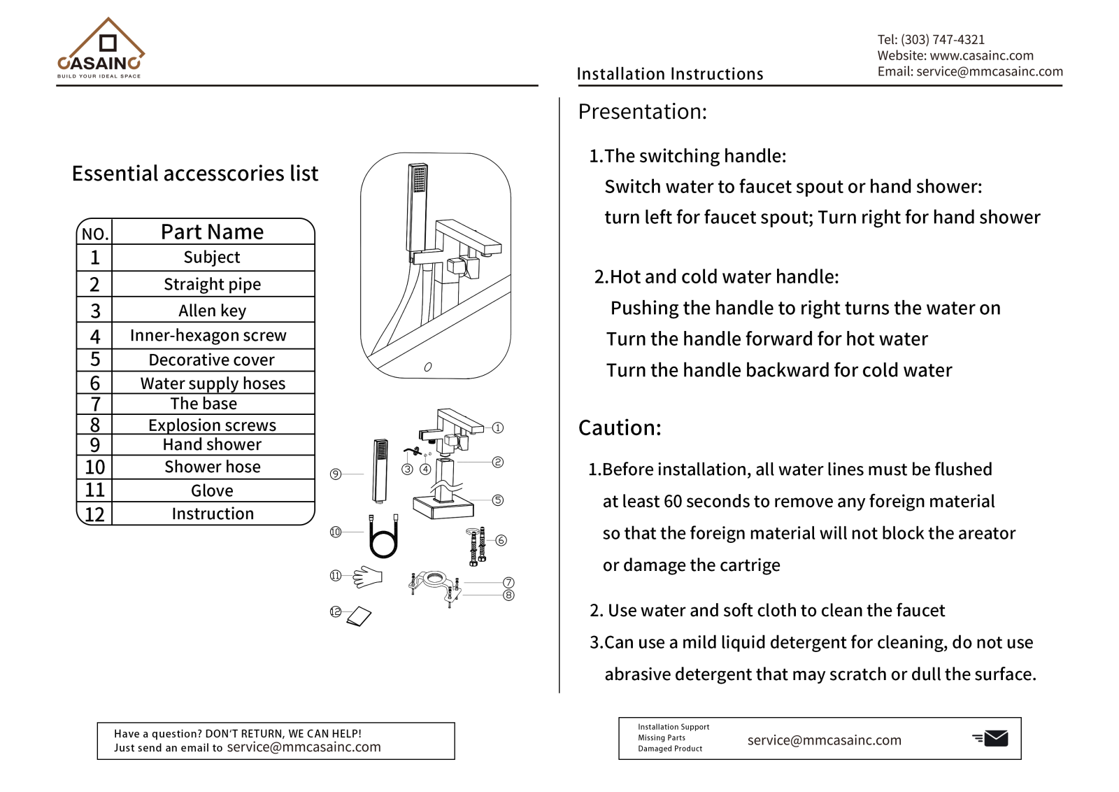 CASAINC CSNC2877 Installation & Assembly - ManualMachine.com