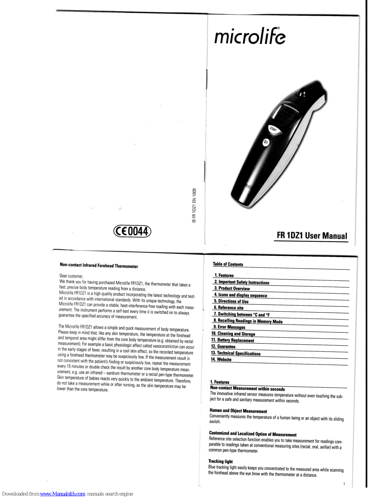 Microlife FR 1DZ1 User Manual