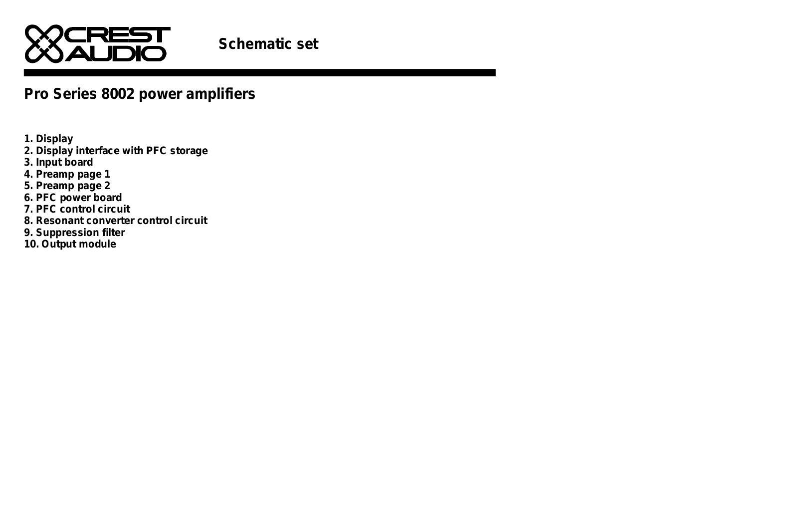 Crest Audio 8002 Schematic