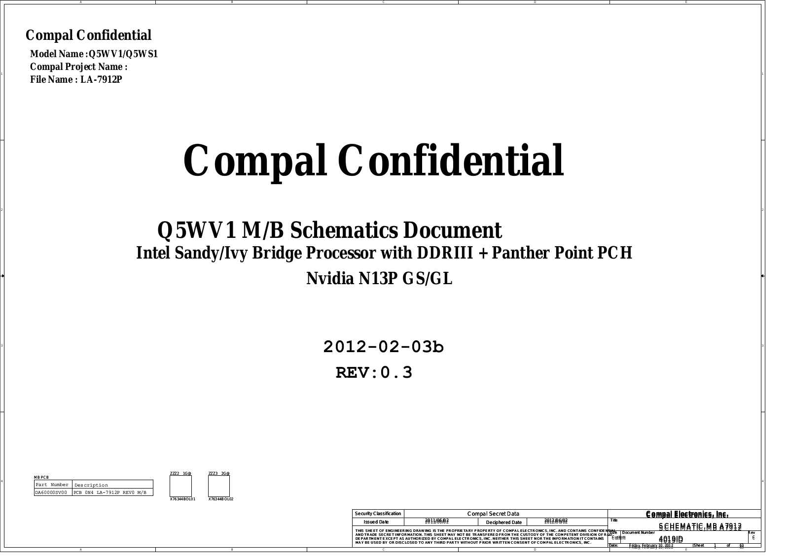 Compal Q5WV1, Q5WS1 Schematic