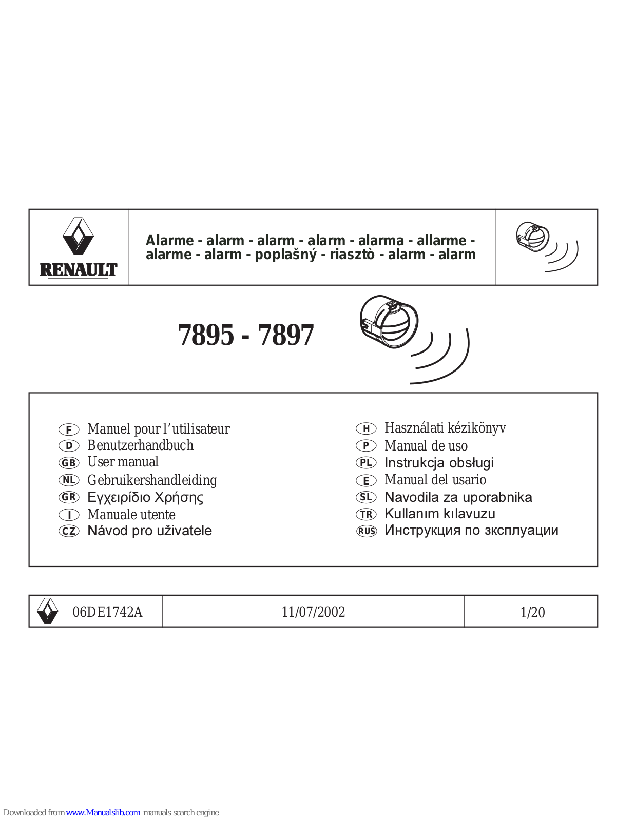Renault 7895, 7897 User Manual - ManualMachine.com