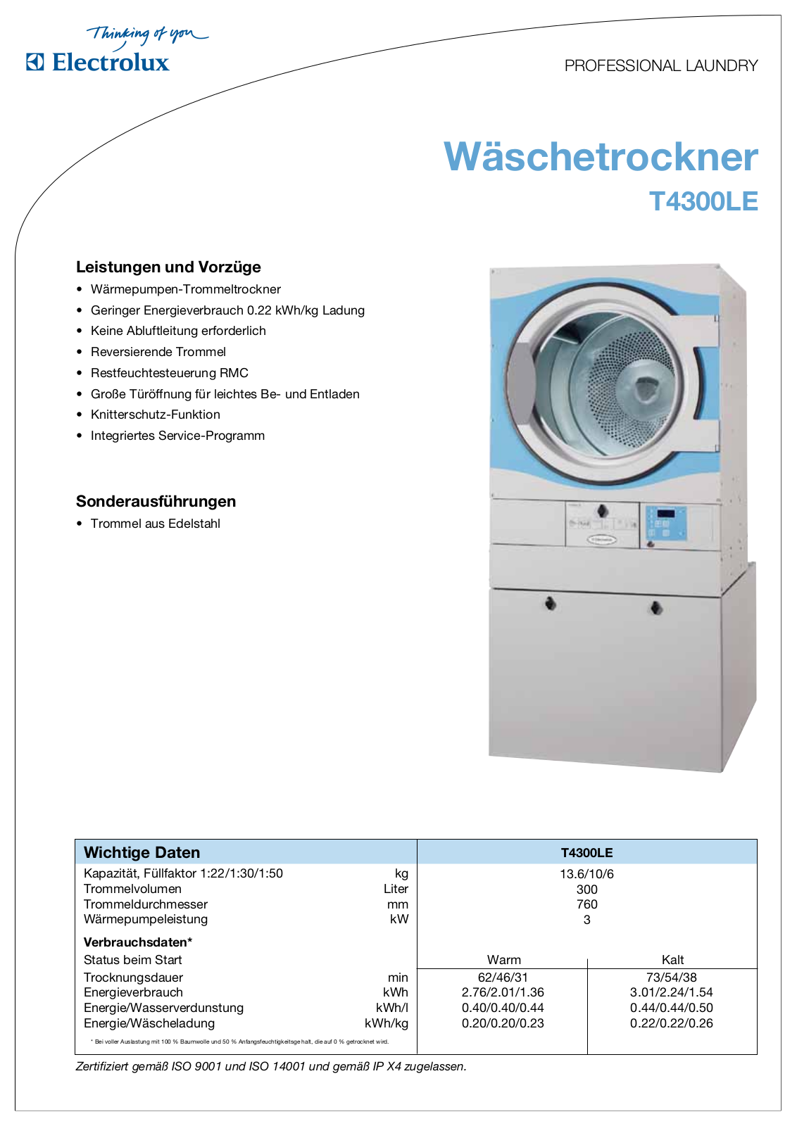 Electrolux T4300LE DATASHEET