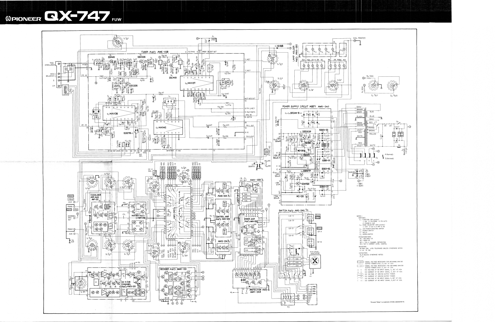 Pioneer QX-747 Schematic