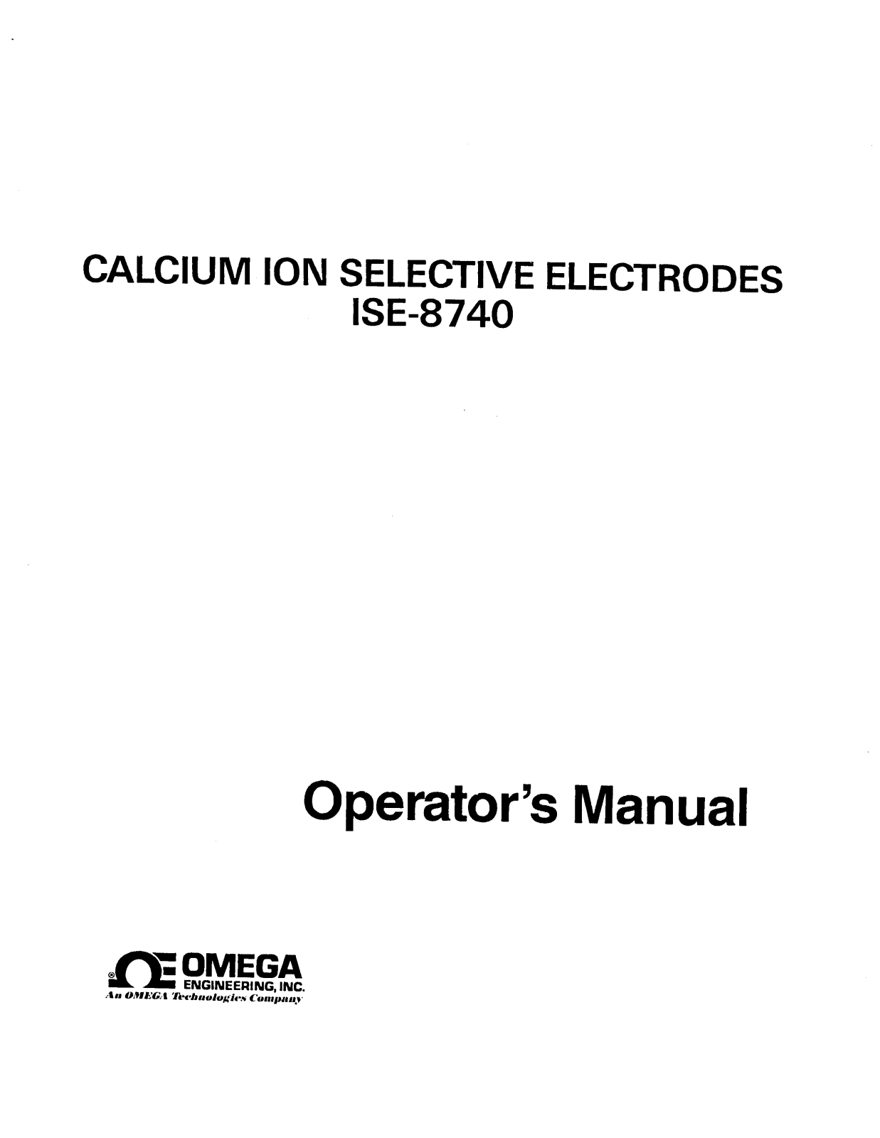 Omega Products ISE-8740 Installation  Manual