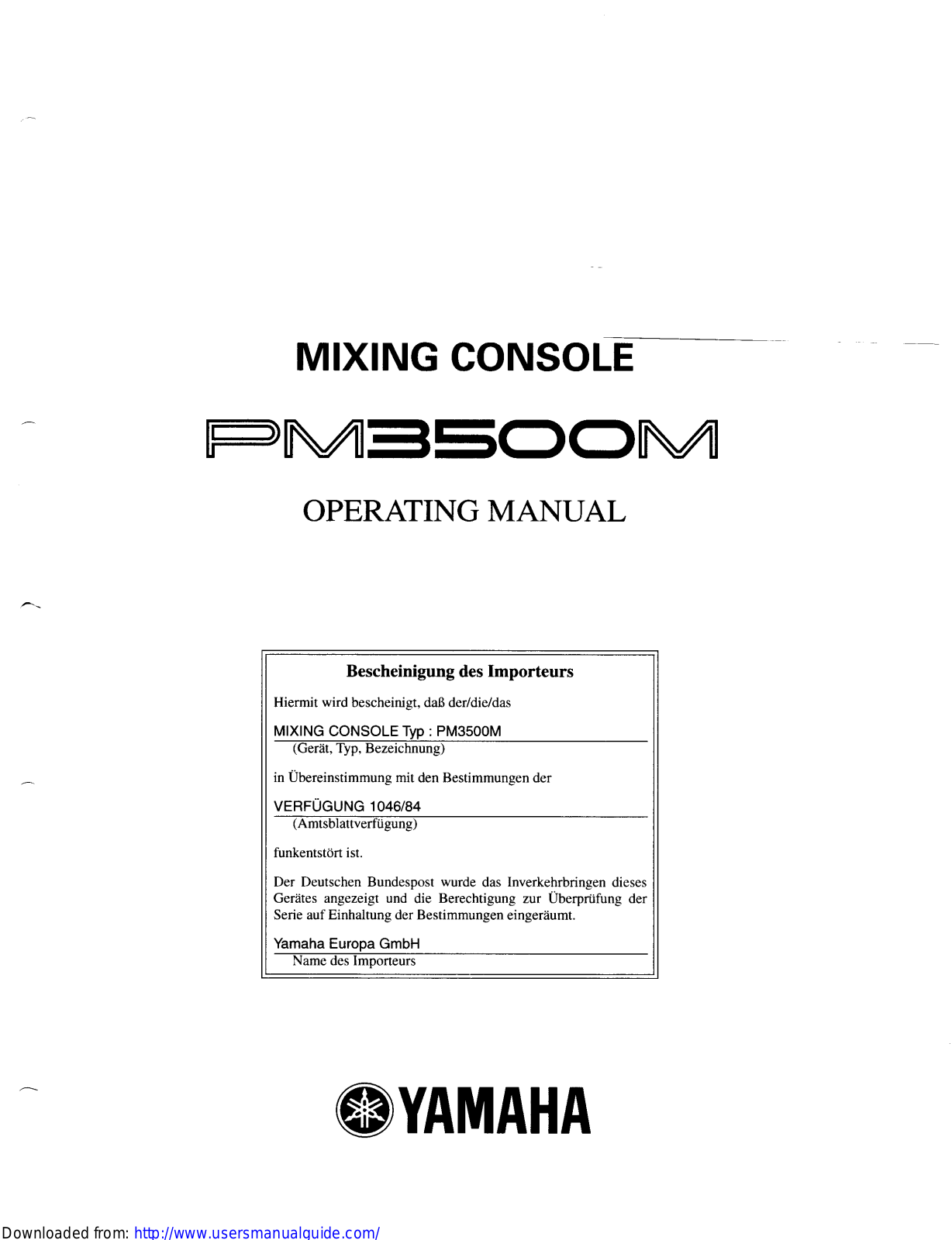 Yamaha Audio PM3500M User Manual