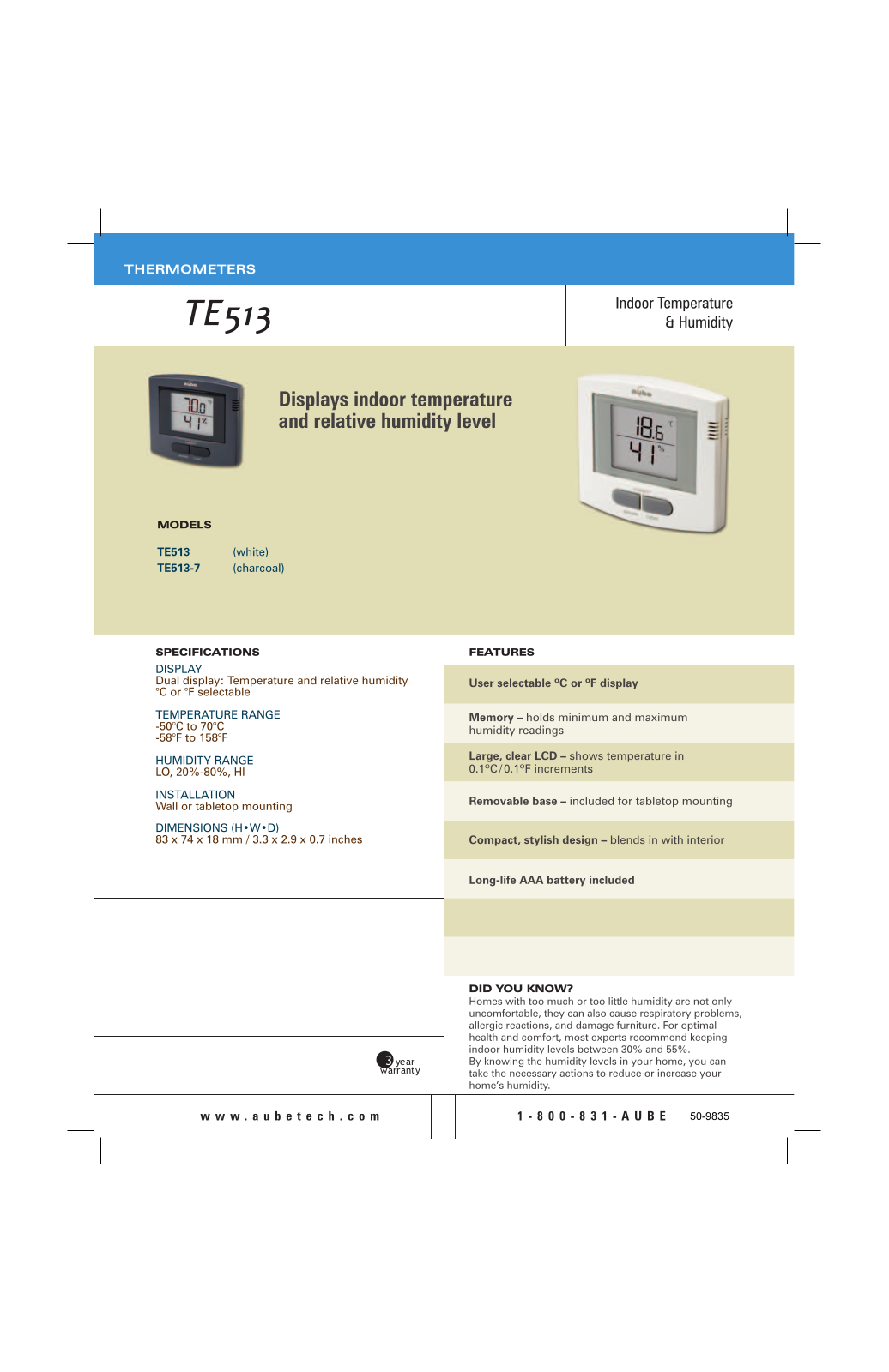 Honeywell TE513 Catalog Page