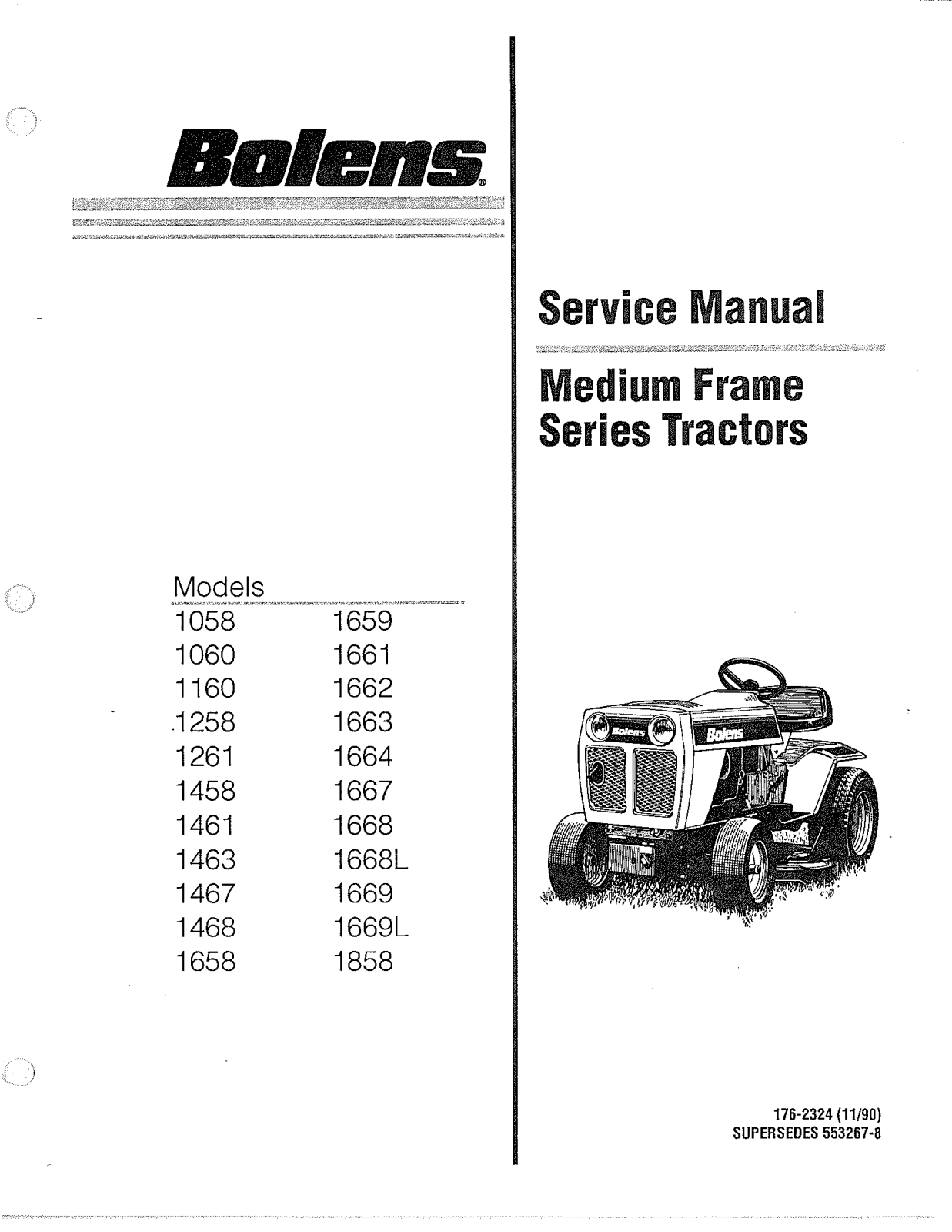 Bolens 1658, 1661, 1058, 1160, 1261 User Manual