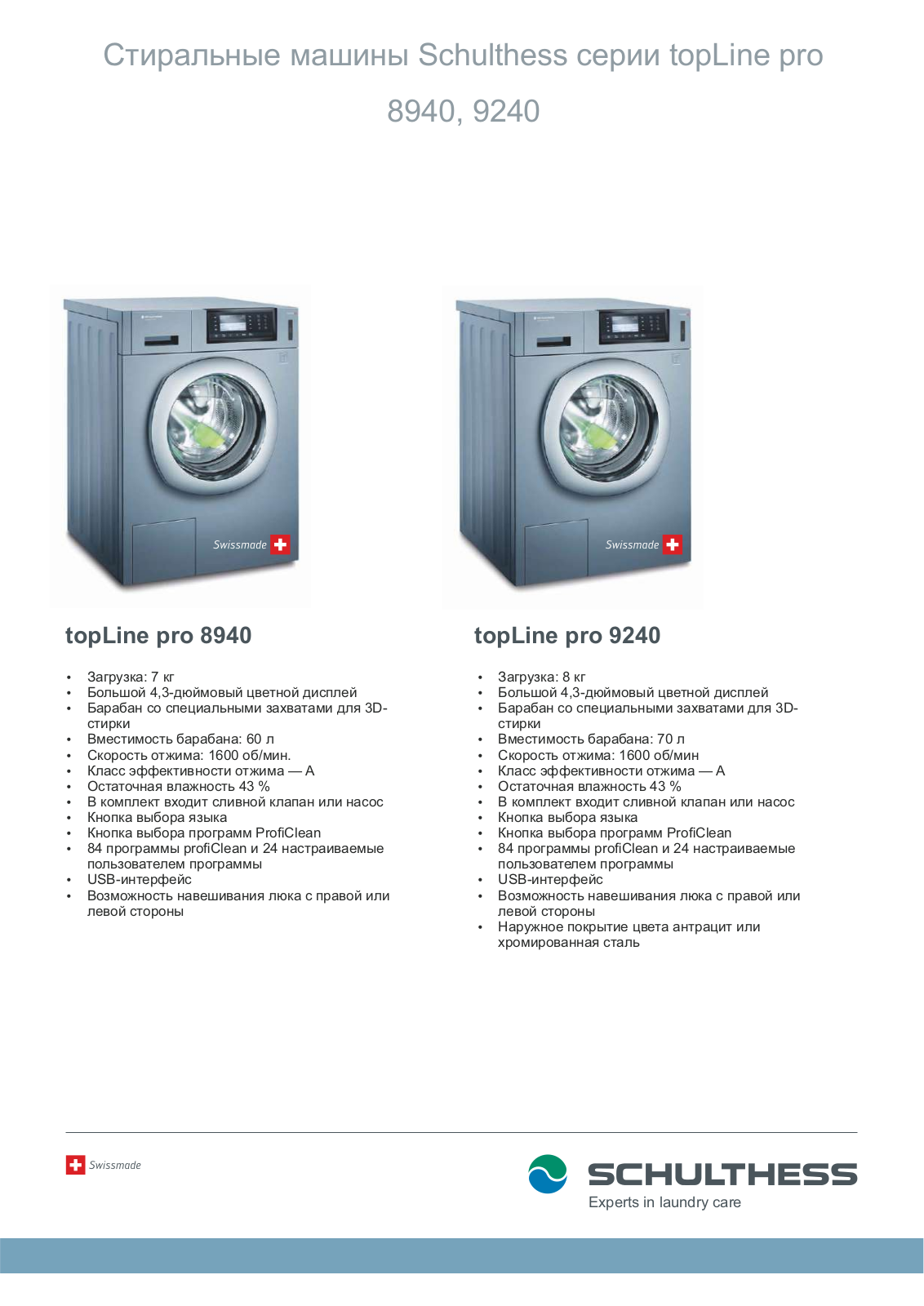 Schulthess topLine pro 9240, topLine pro 8940 Datasheet