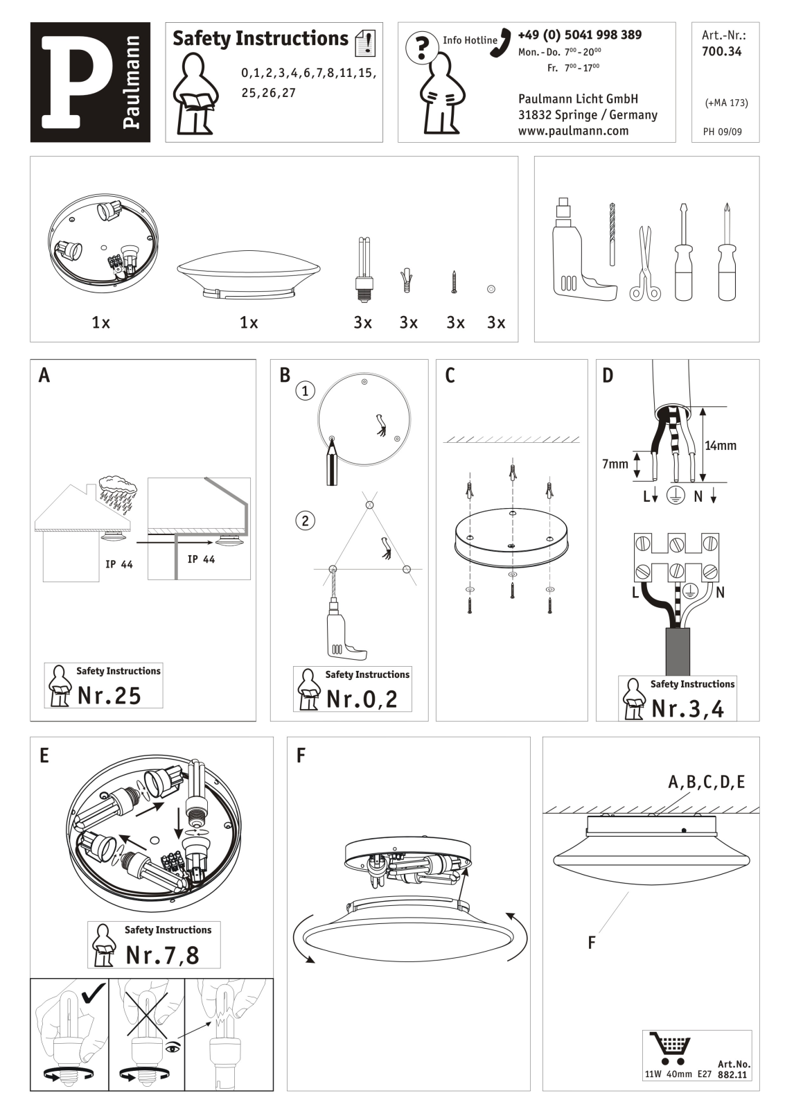 Paulmann 70034 Safety instructions - ManualMachine.com