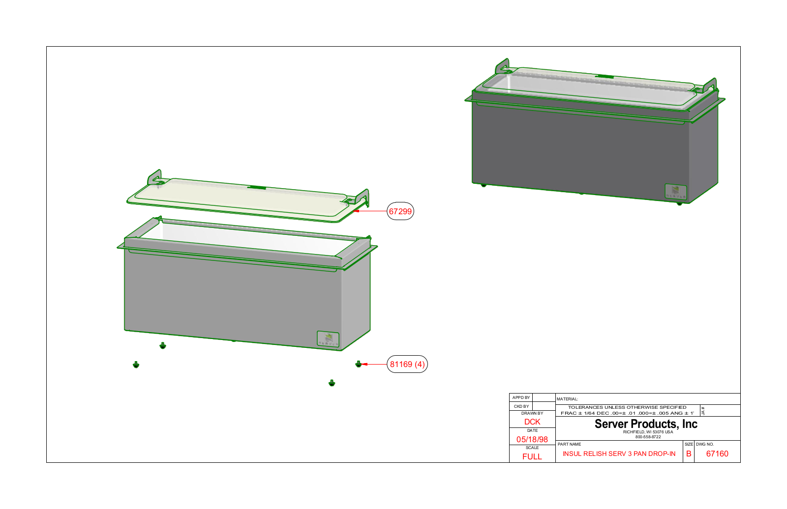 Server 67160 PARTS LIST