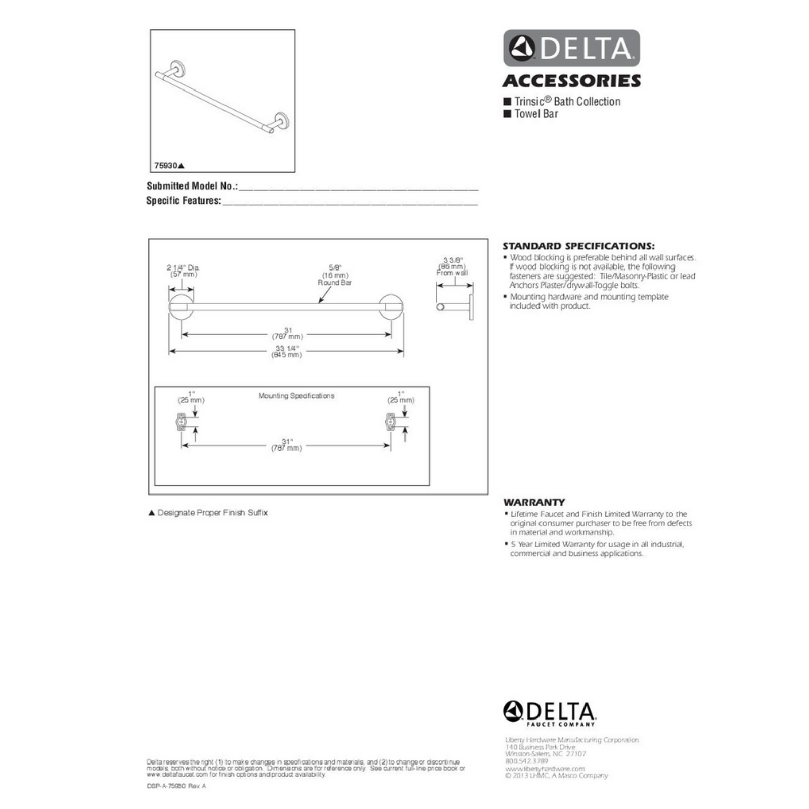 Delta CBKB1466 Specifications
