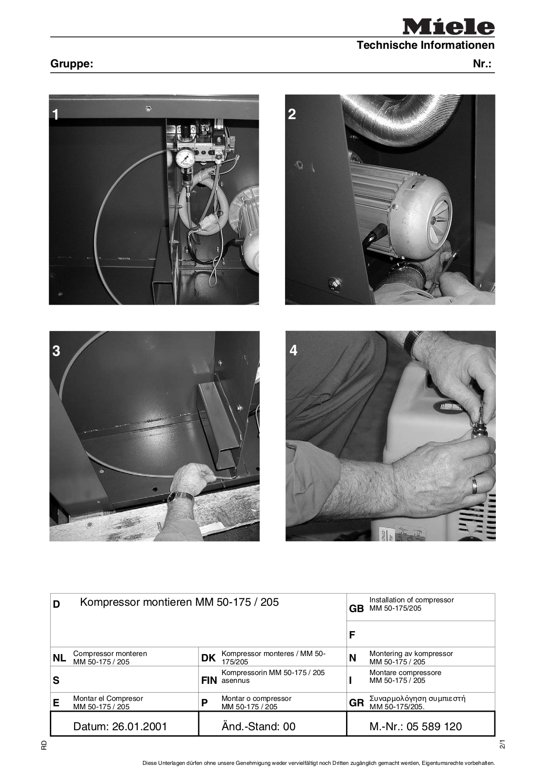 Miele MM 50-175, MM 50-205 assembly instructions