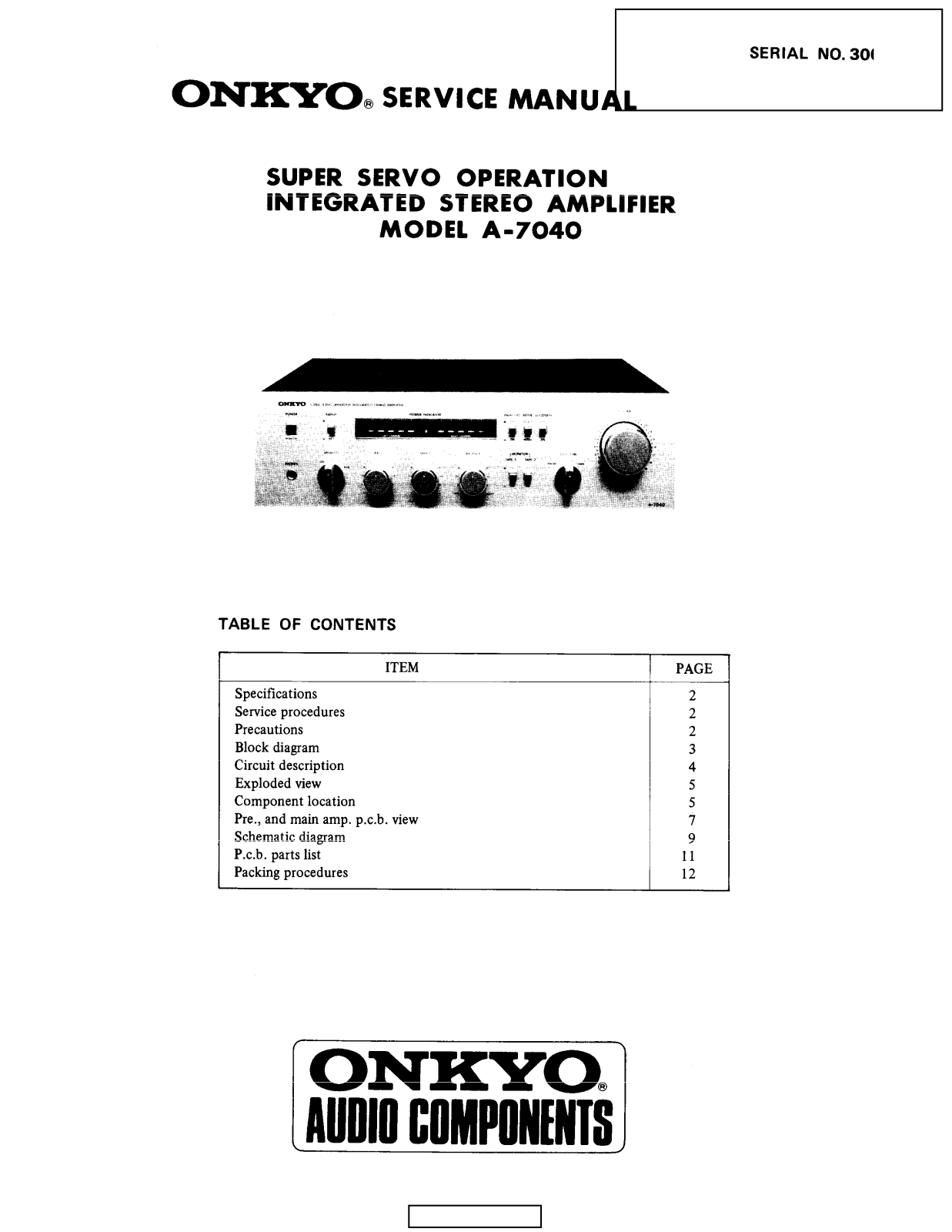 Onkyo A-7040 Service Manual