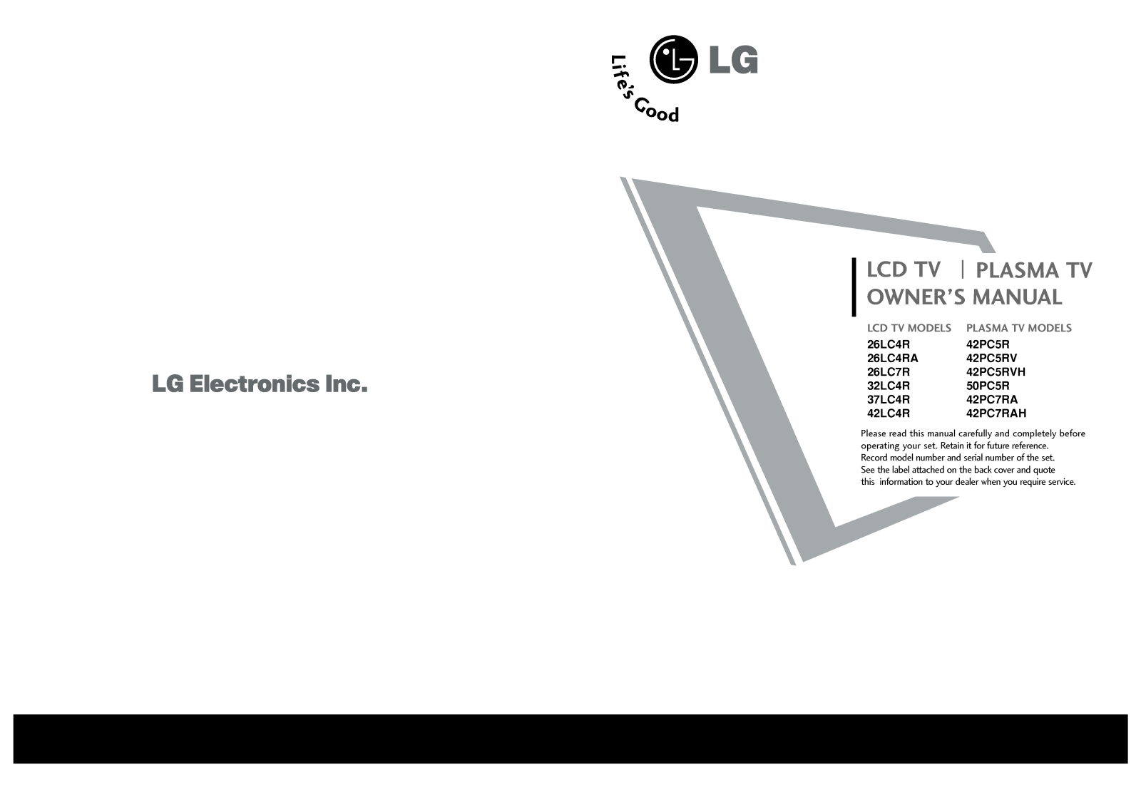 LG 50PC5R-MA User Manual