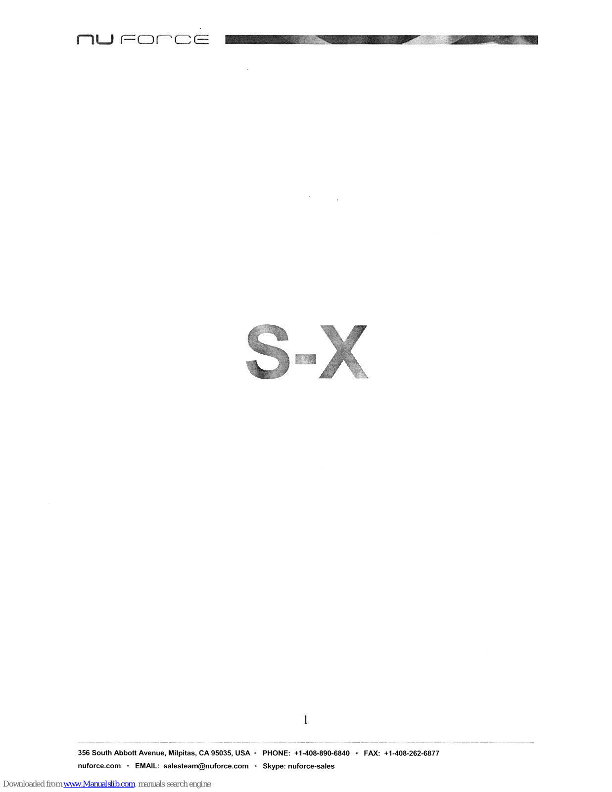 NuForce S-X User Manual - ManualMachine.com