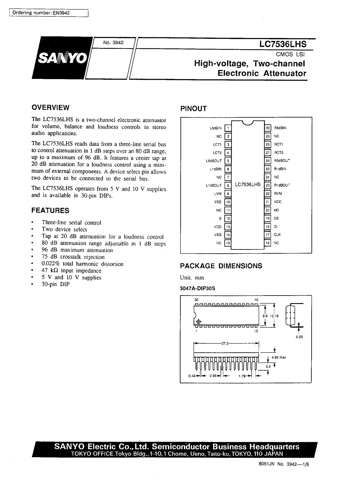 SANYO LC7536LHS Datasheet