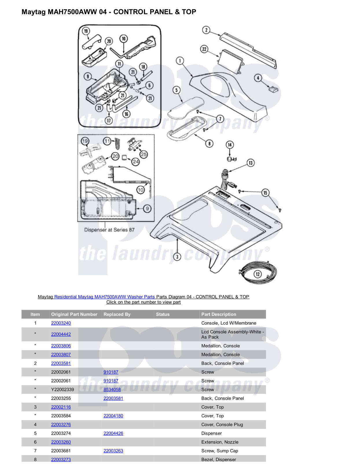 Maytag MAH7500AWW Parts Diagram