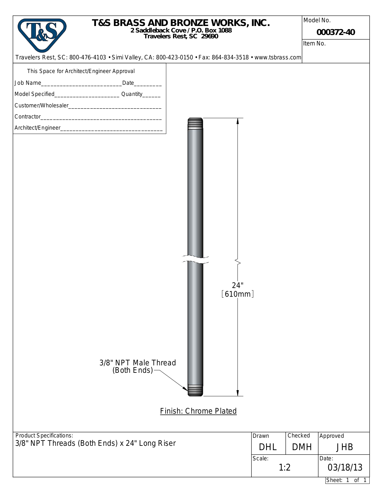 T&S Brass 000372-40 User Manual