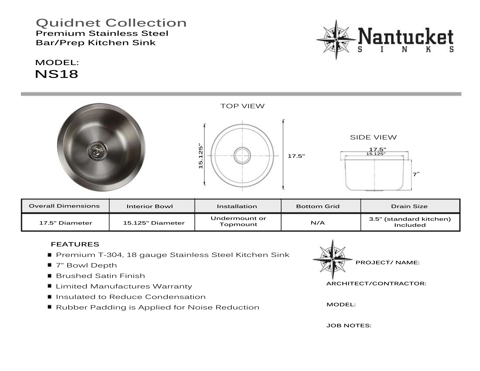 Nantucket NS18 Specifications