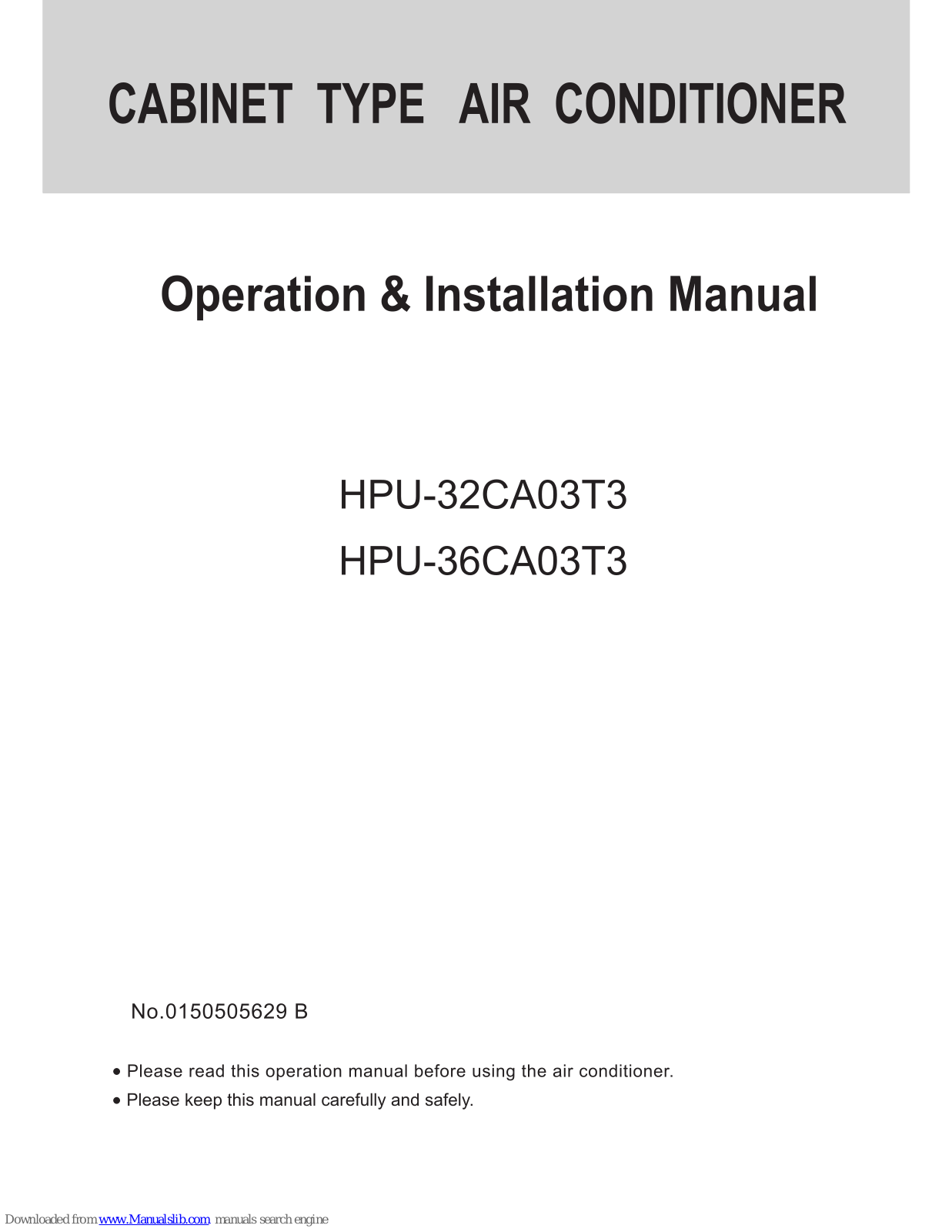 Haier HPU-32CA03T3, HPU-36CA03T3 Operation & Installation Manual