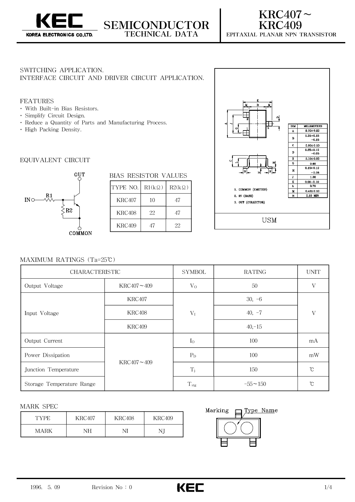 KEC KRC407, KRC409, KRC408 Datasheet