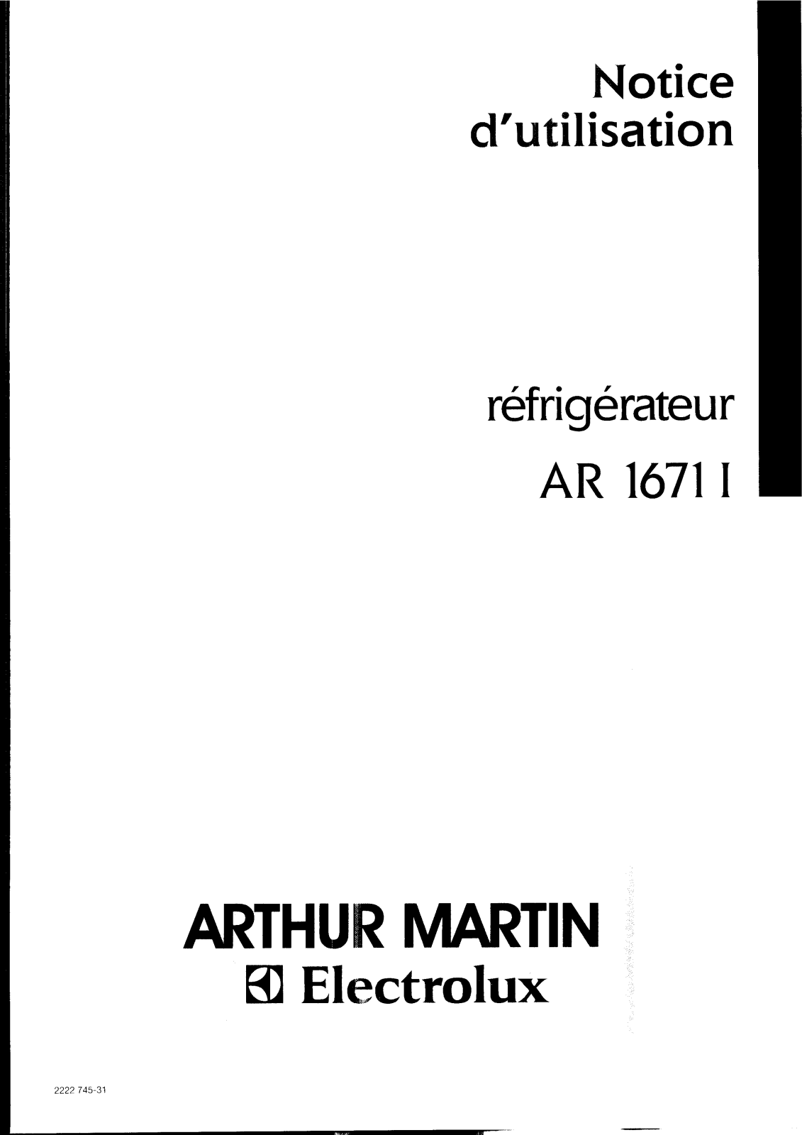Arthur martin AR1671I User Manual
