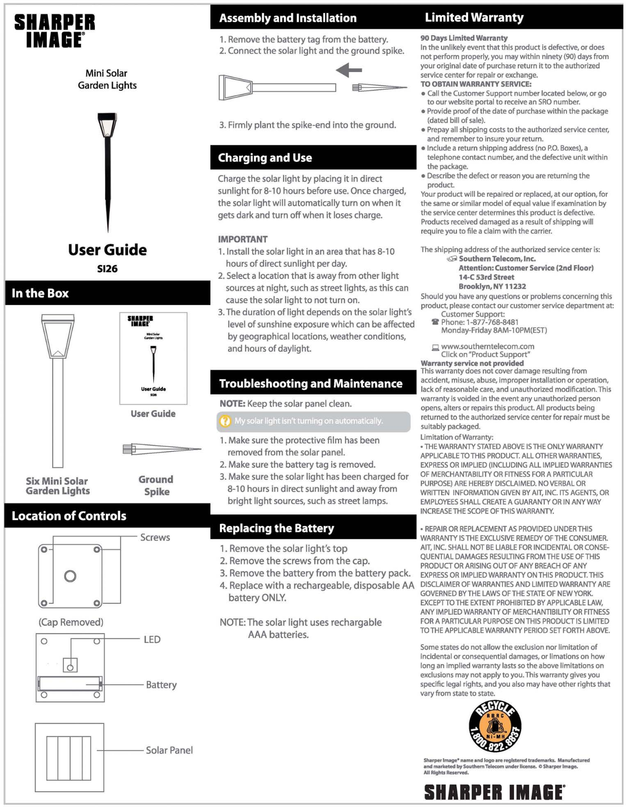 Sharper image SI26 User Manual