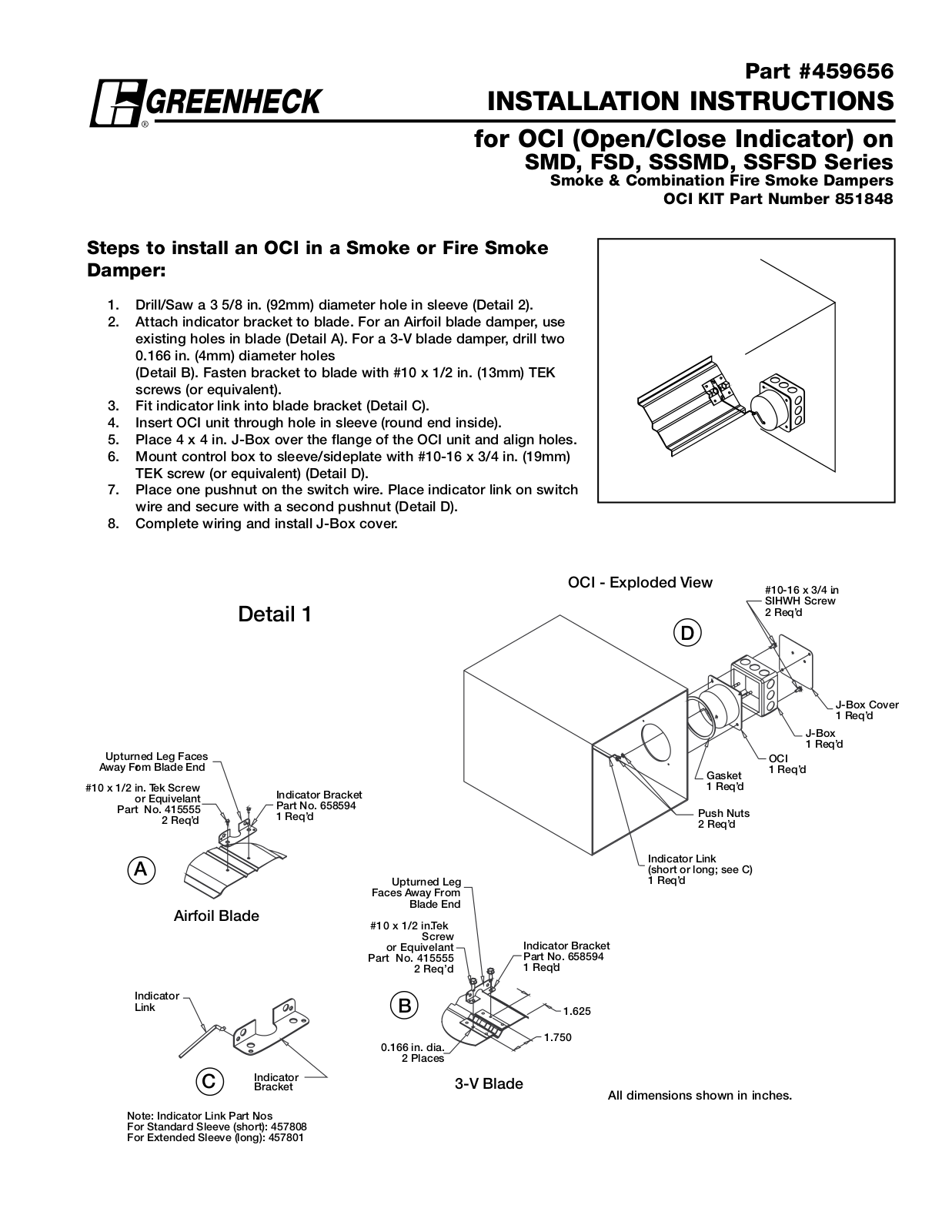 Greenheck OCI Installation  Manual