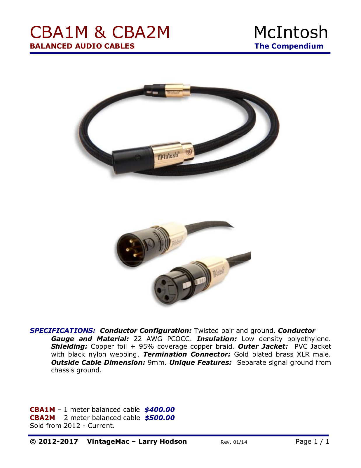 McIntosh CBA2M User Manual