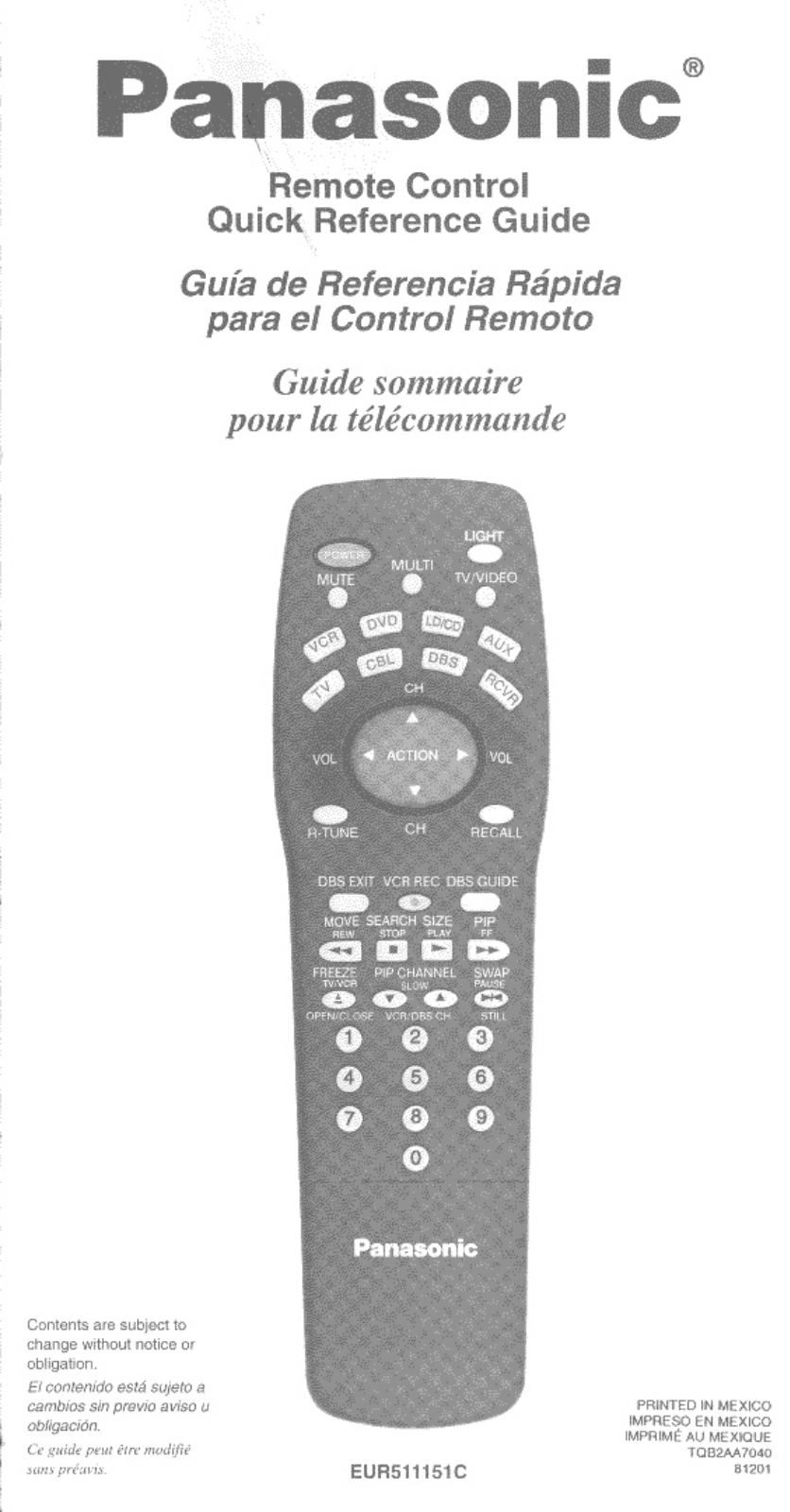 Panasonic EUR511151C User Manual