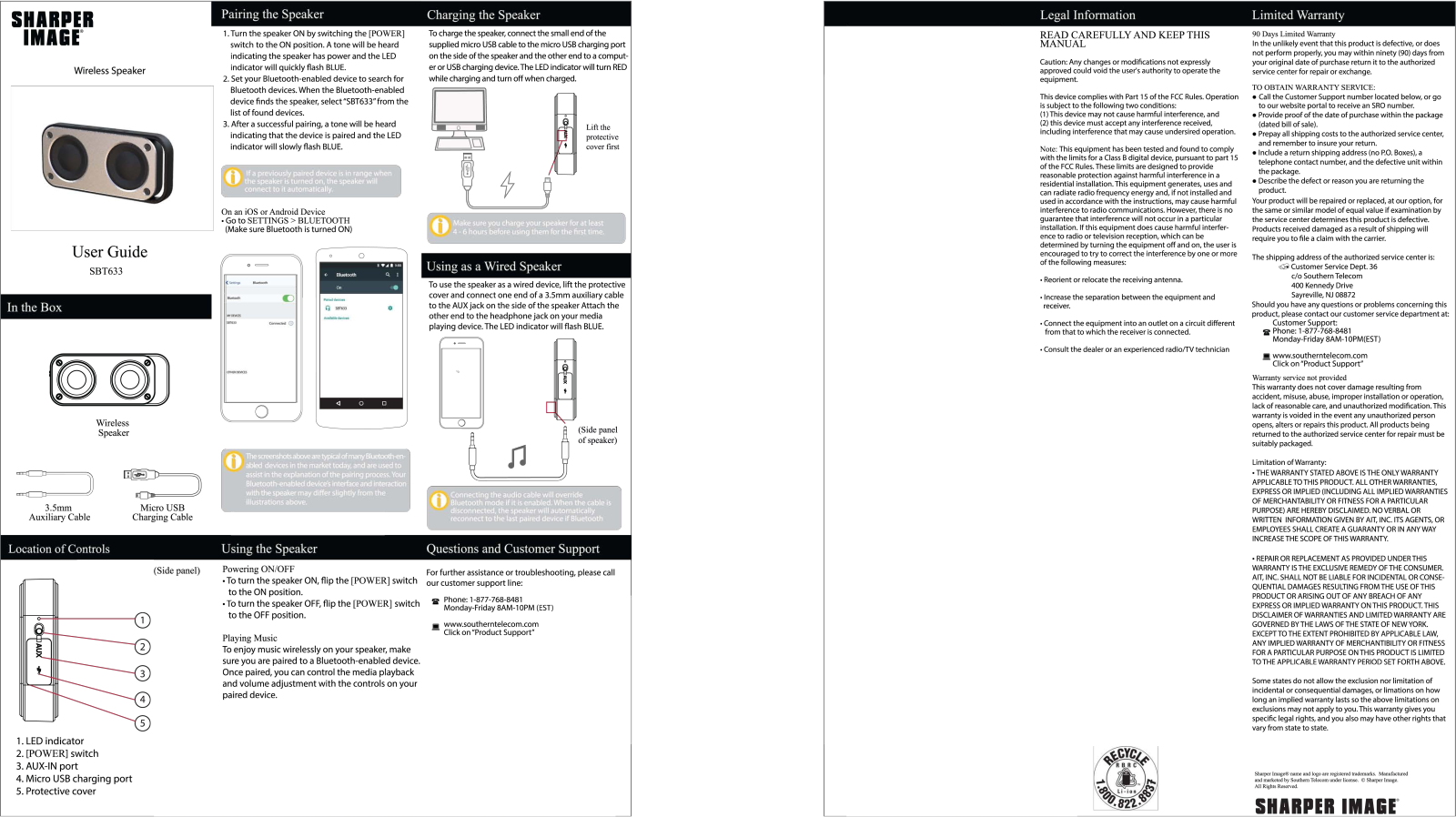 Sharper image SBT633 User Manual