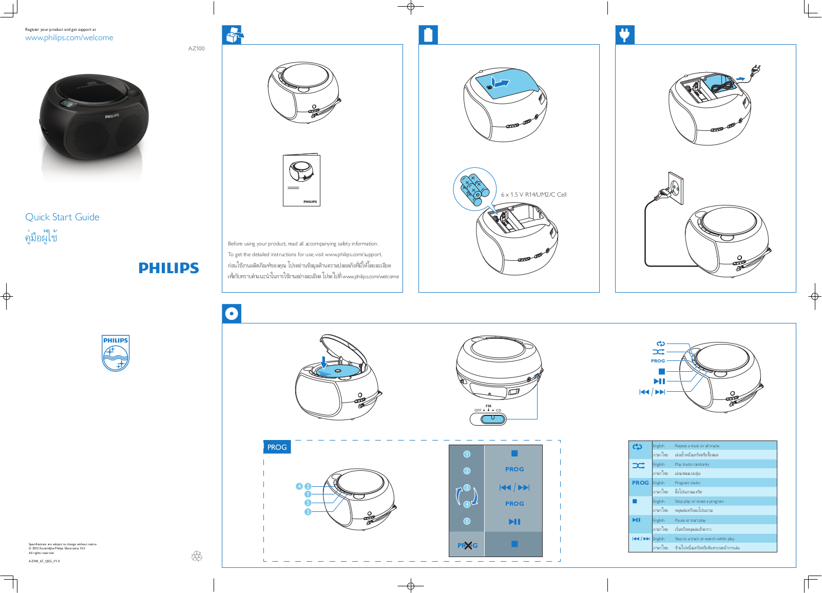 Philips AZ100B/67 quick start guide - ManualMachine.com