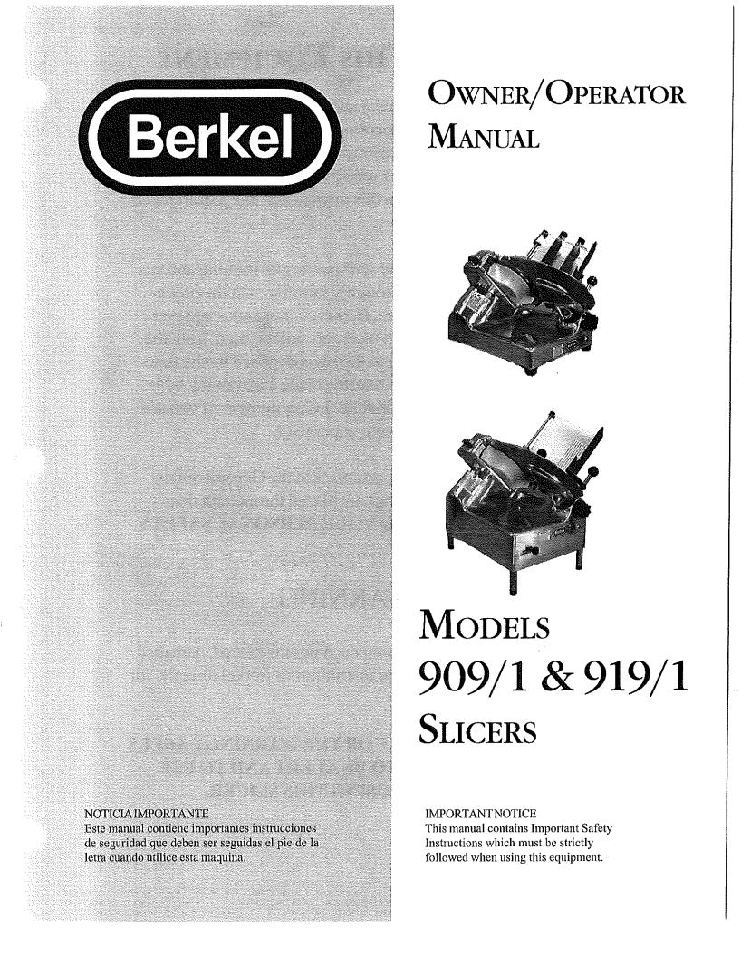 Berkel 909-1, 919-1 User Manual