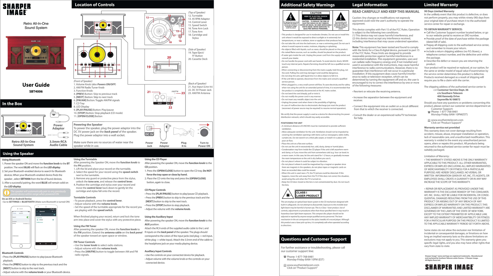 Sharper image SBT4006 User Manual