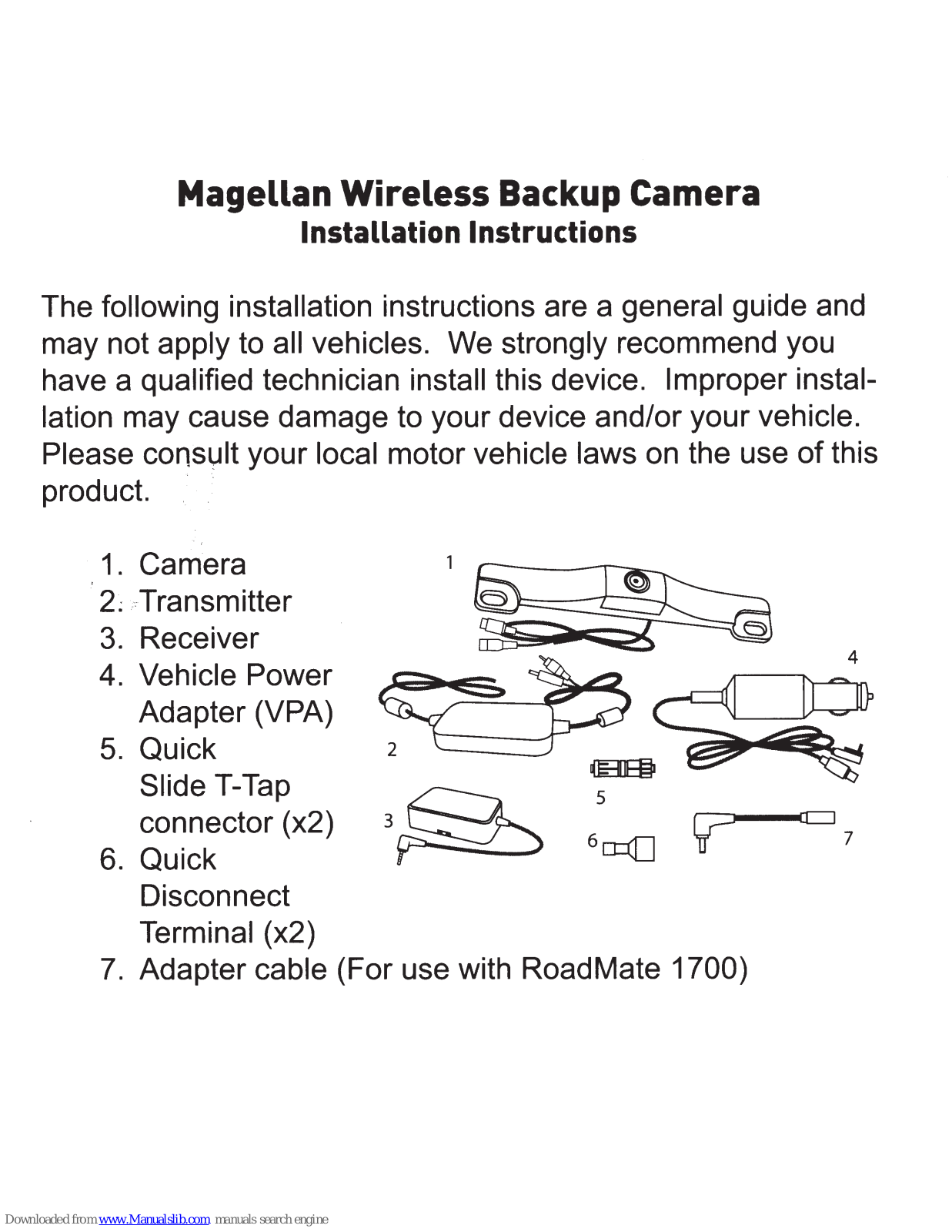 Magellan Wireless Backup Camera Installation Instructions Manual - ManualMachine.com