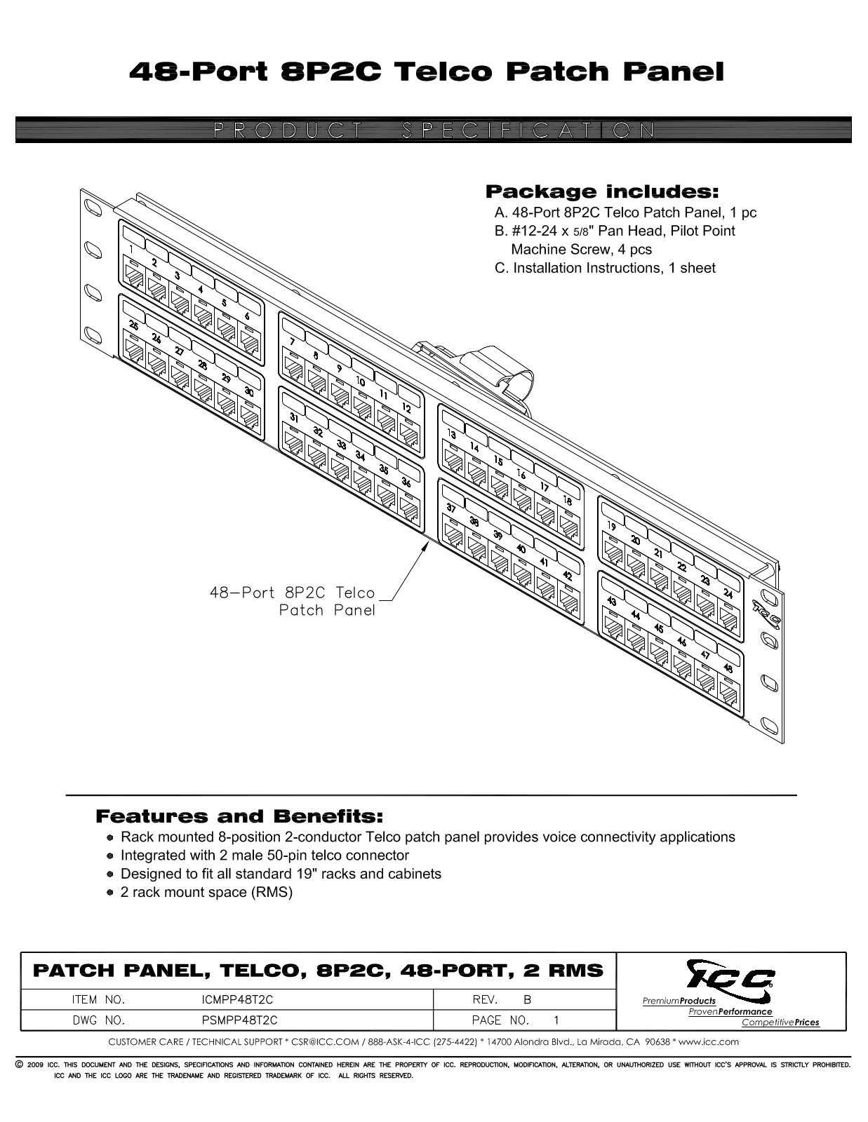 ICC ICMPP48T2C Specsheet