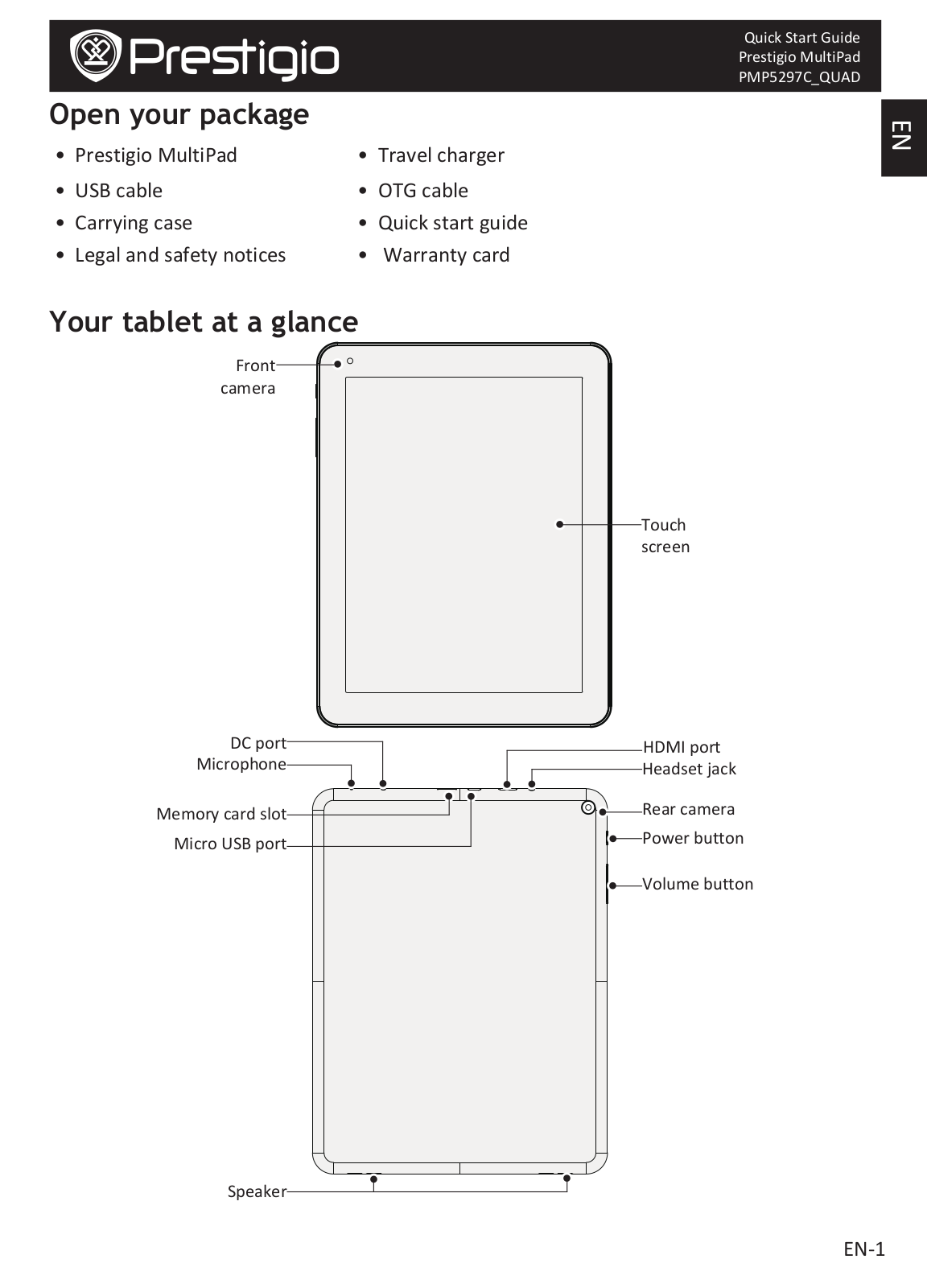 PRESTIGIO MultiPad 4 Quantum 9.7 Guide rapide