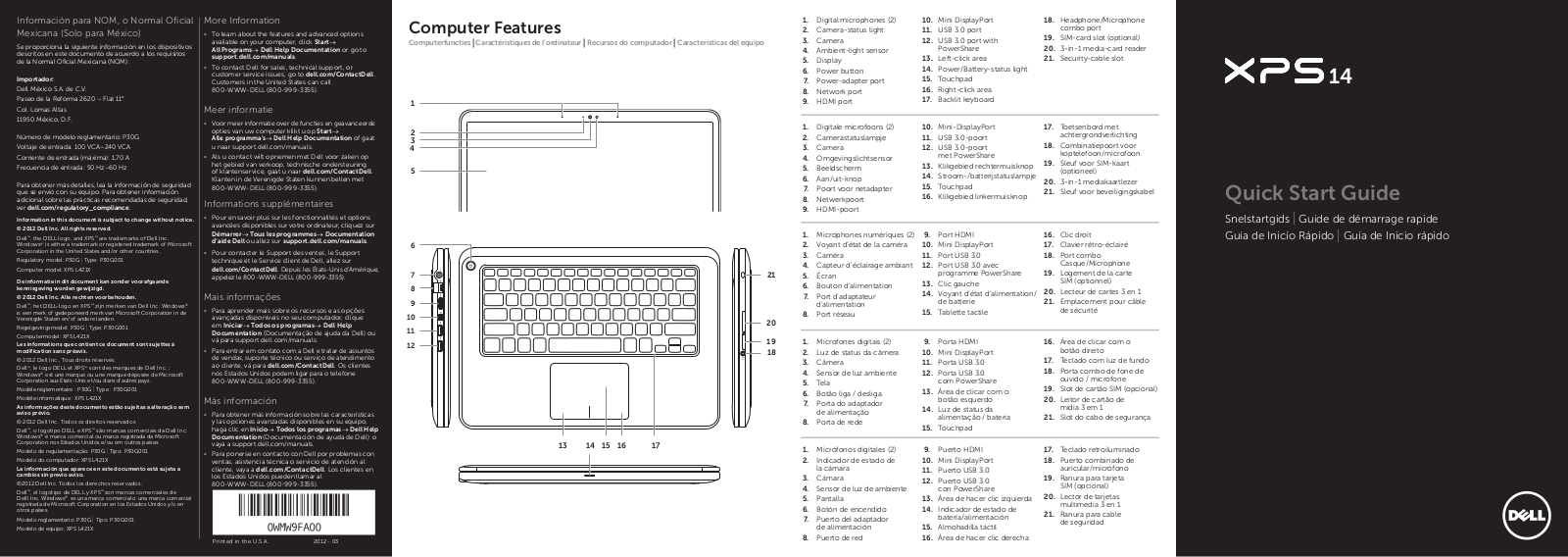 Dell XPS 14, L421X Quick Start Manual