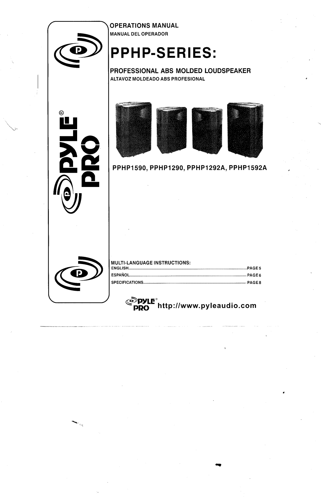 PYLE Audio PPHP1590, PPHP1290, PPHP1292A, PPHP1592A Owner's Manual