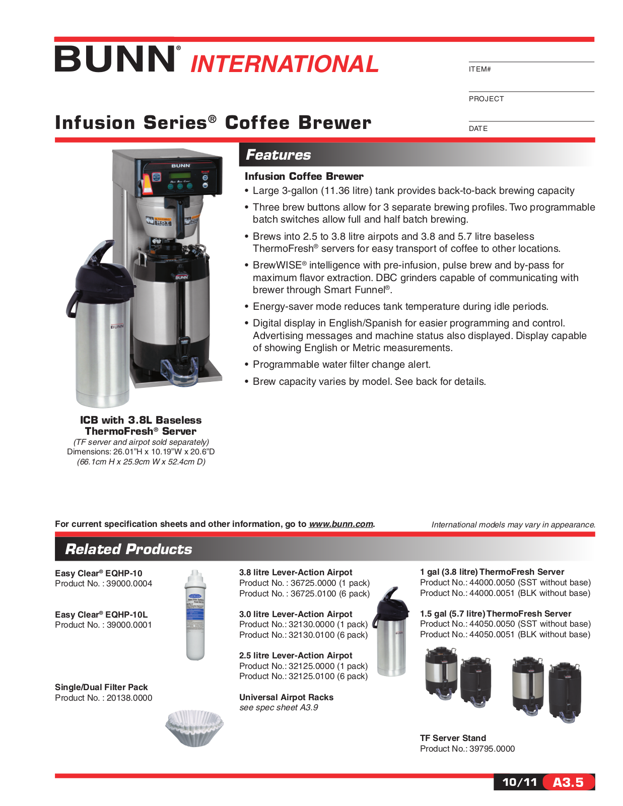 Bunn Coffee Maker ICBA User Manual