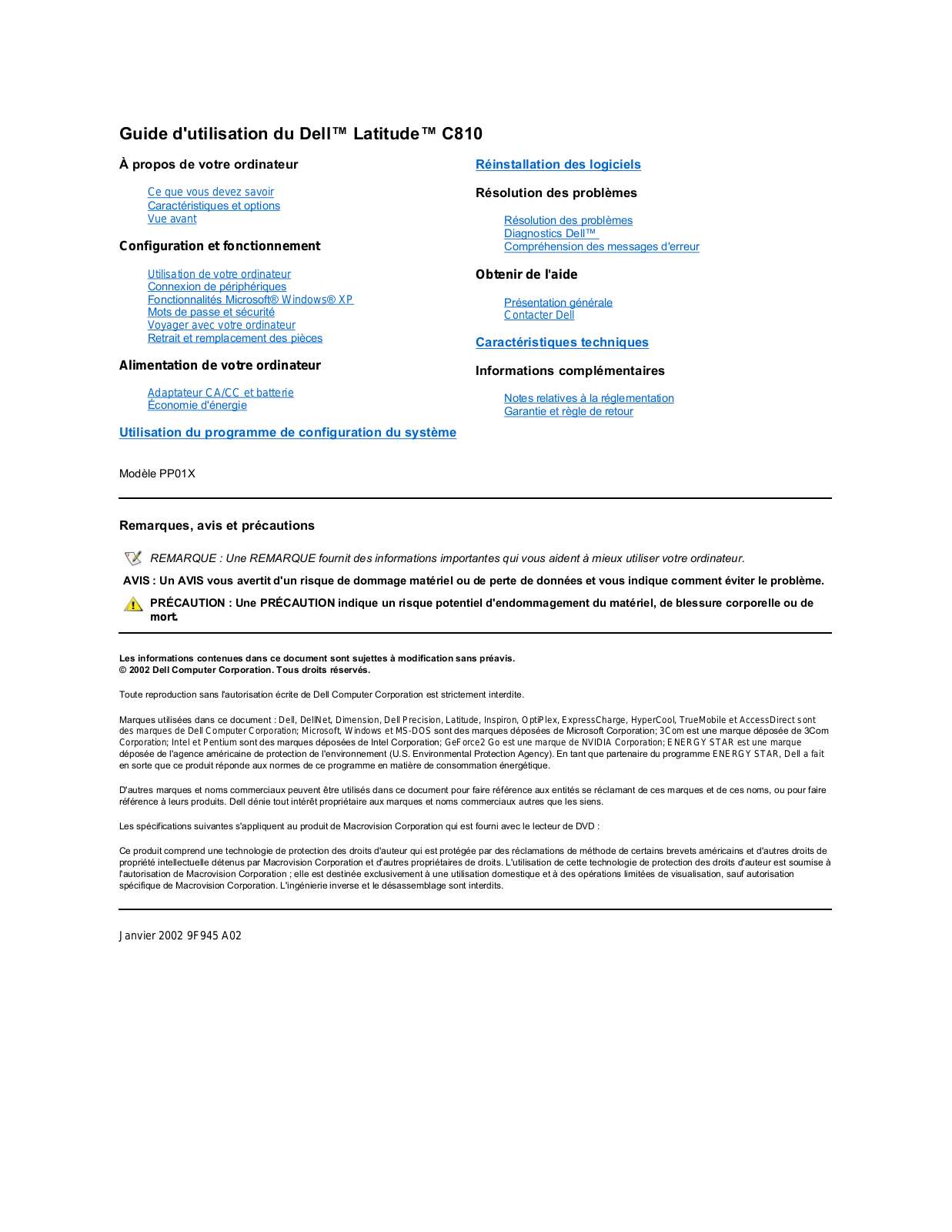 Dell Latitude C810 User Manual