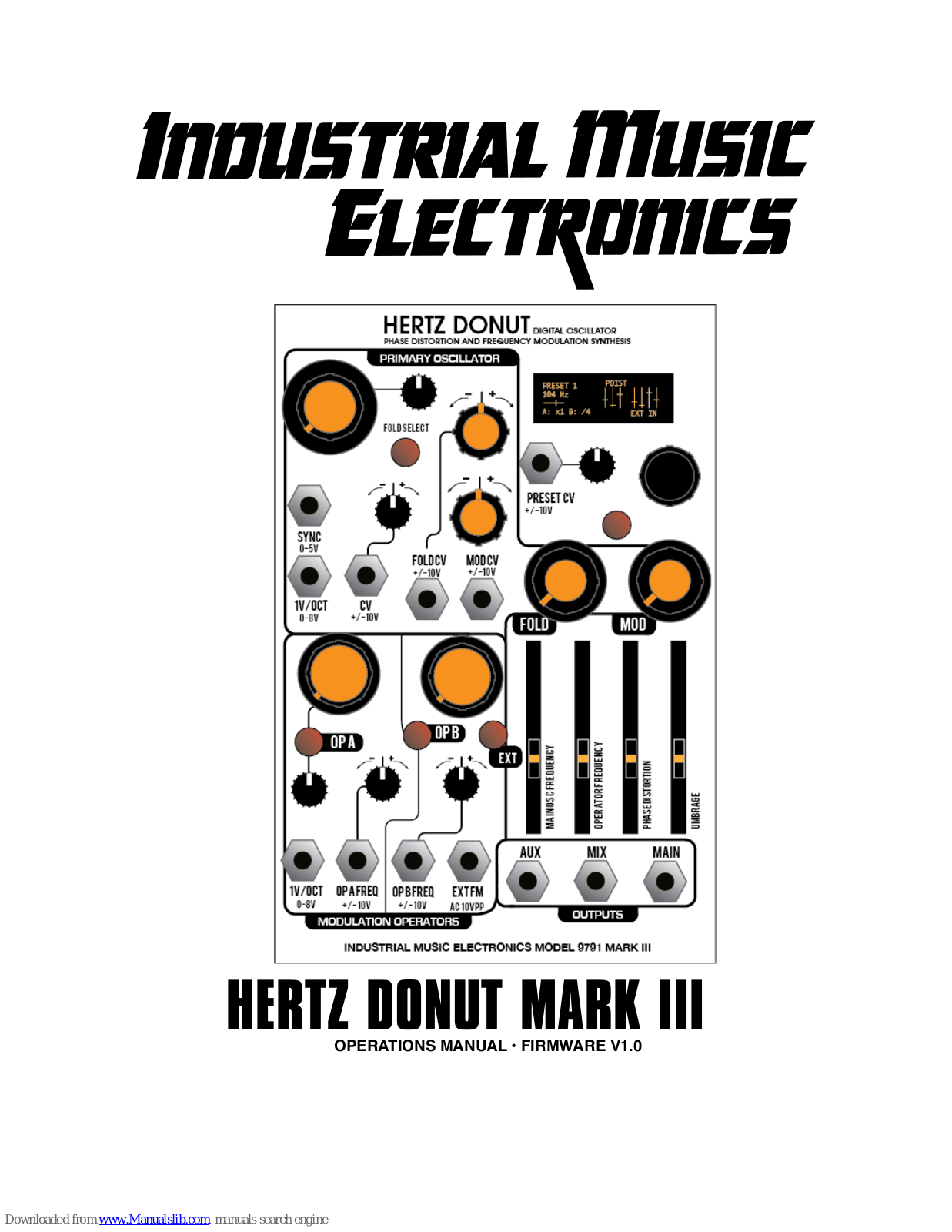 Industrial Music Electronics HERTZ DONUT MARK III Operation Manual